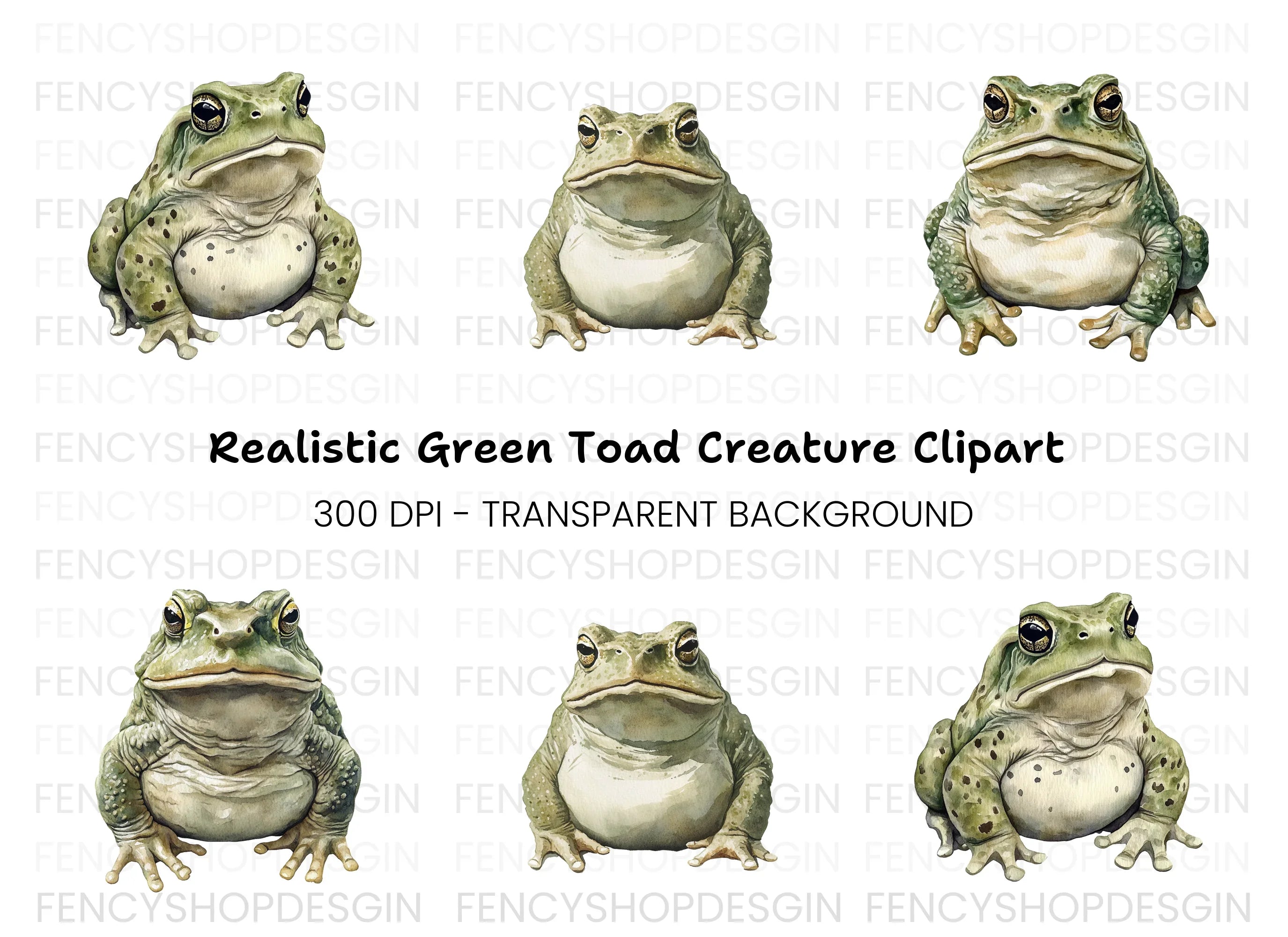 Green Toad Clipart Bundle