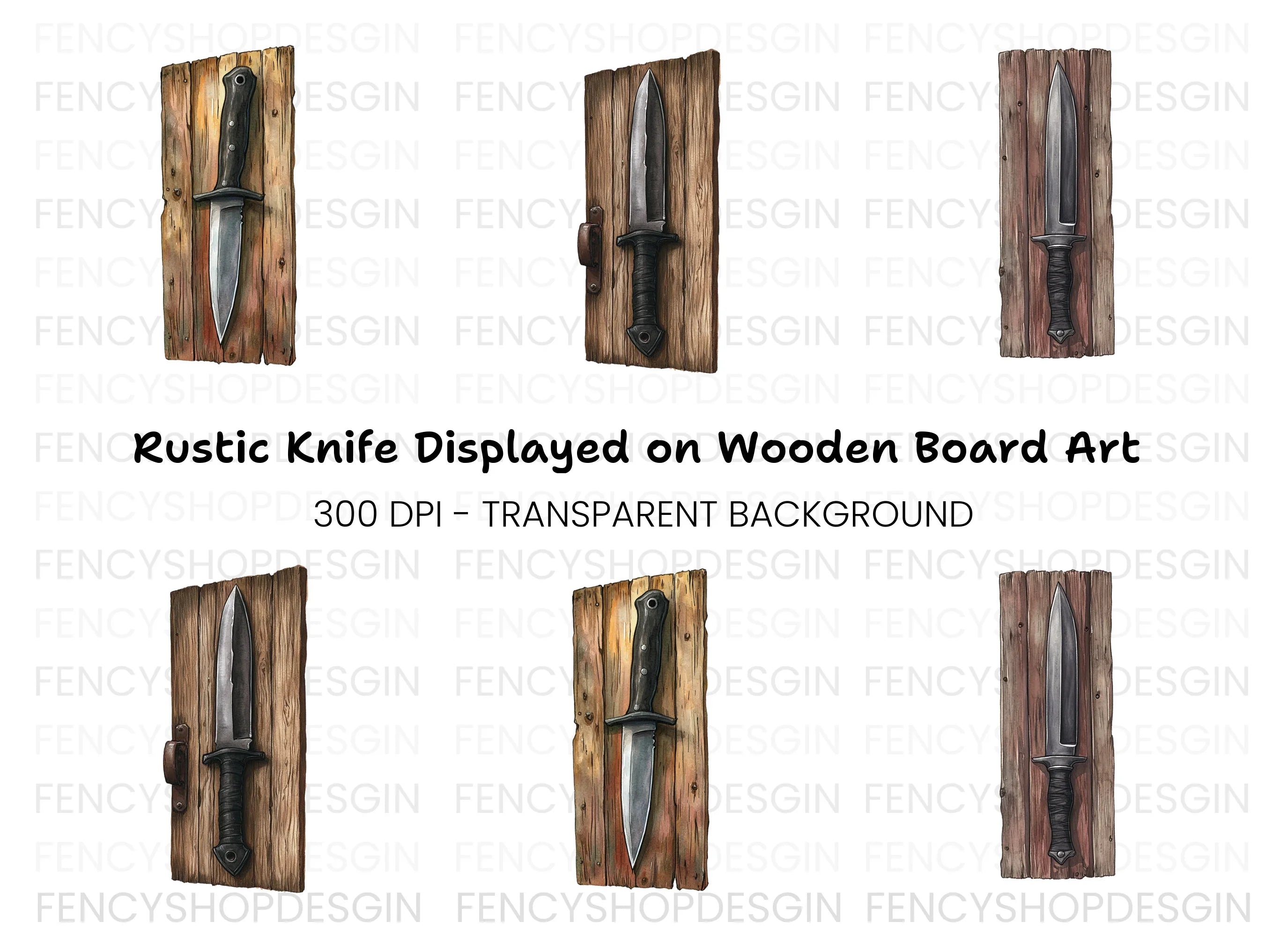 Dagger Clipart Bundle on Wooden Boards