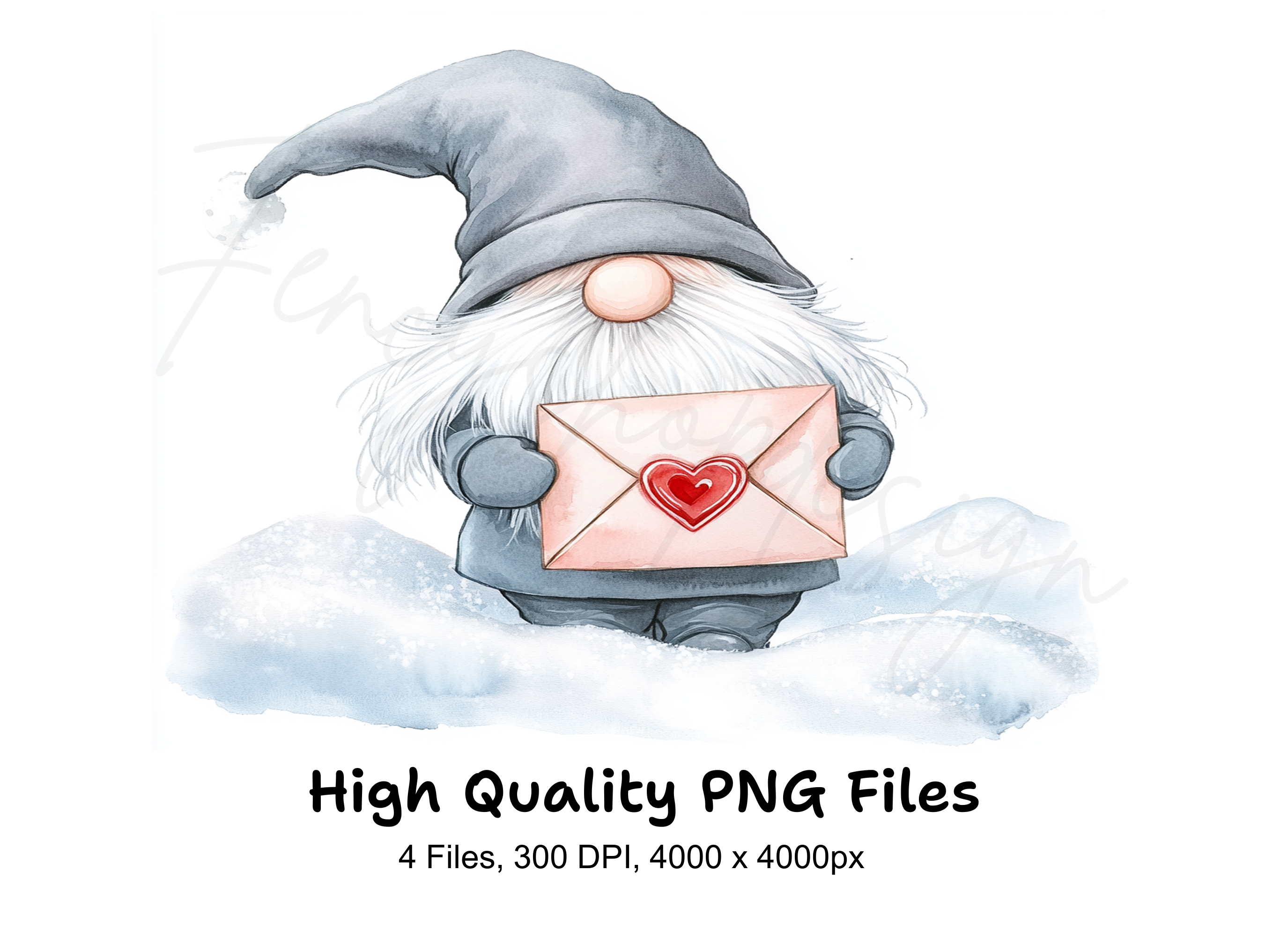 Winter Gnomes Love Letters Clipart Bundle