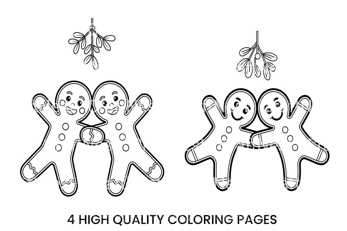 Gingerbread Couple Mistletoe Coloring Books