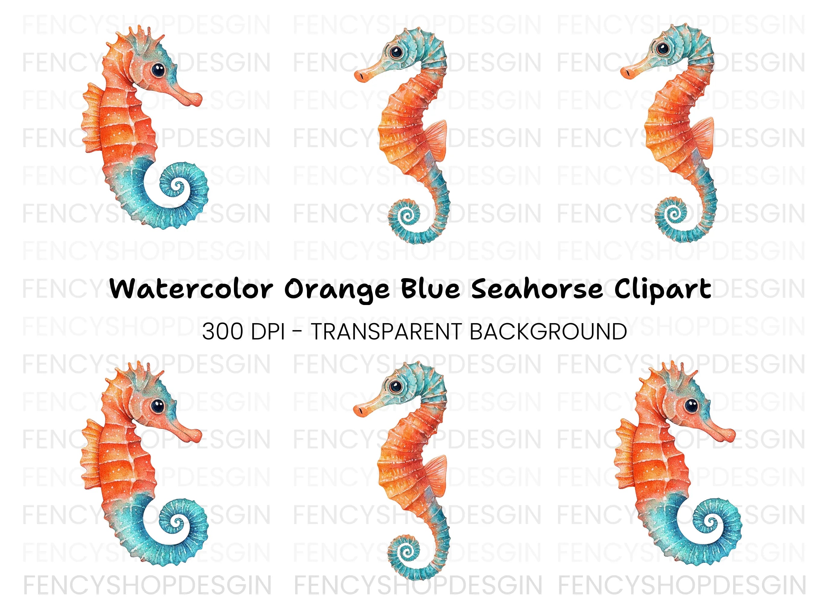 Vibrant Seahorse Duo Clipart Bundle