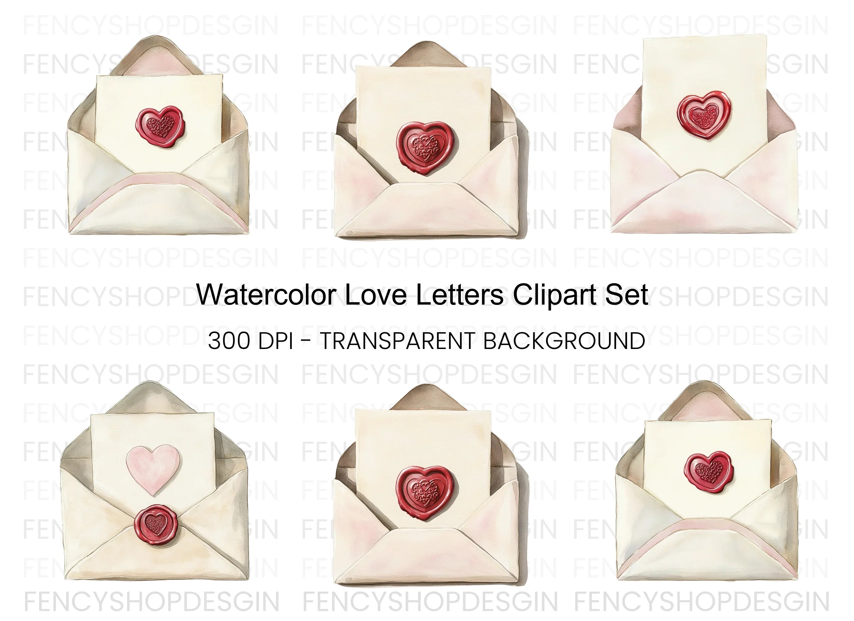 Love Letter Heart Seals Clipart Bundle