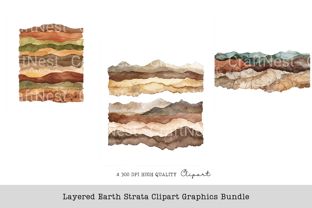 Layered Earth Strata Graphics Clipart Bundle