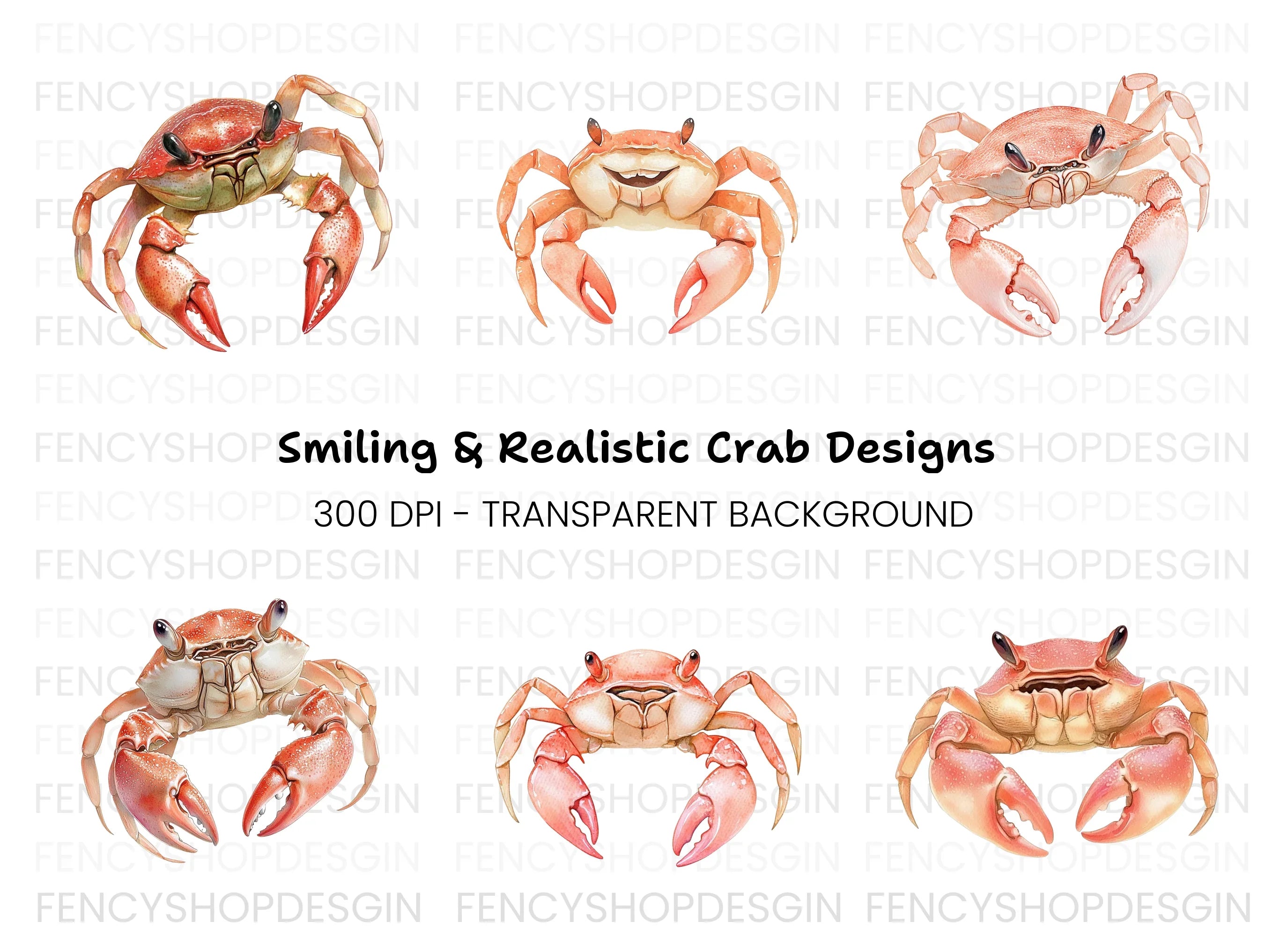 Cute Crab Clipart Bundle