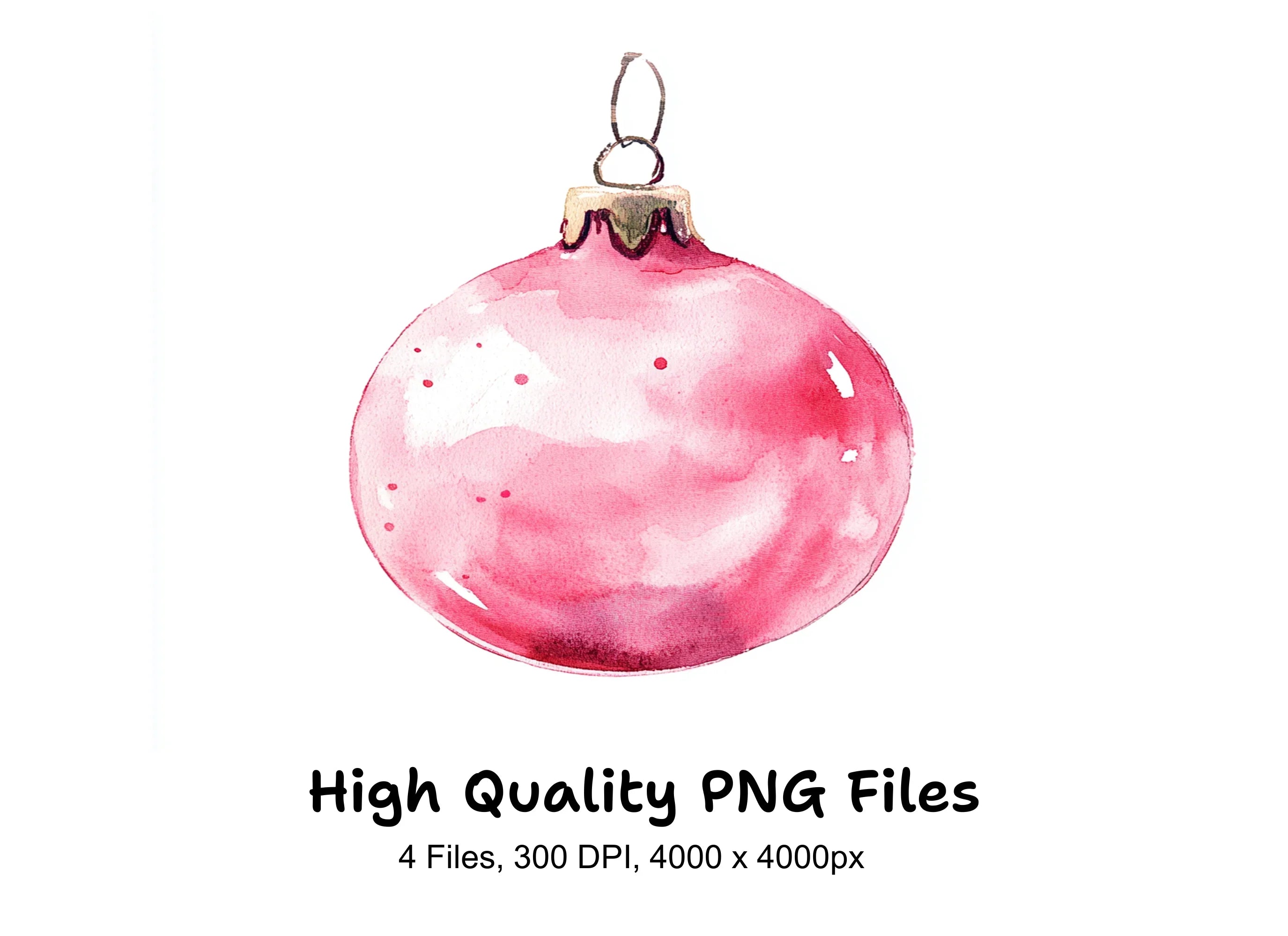 Pink Christmas Ornaments Clipart Bundle