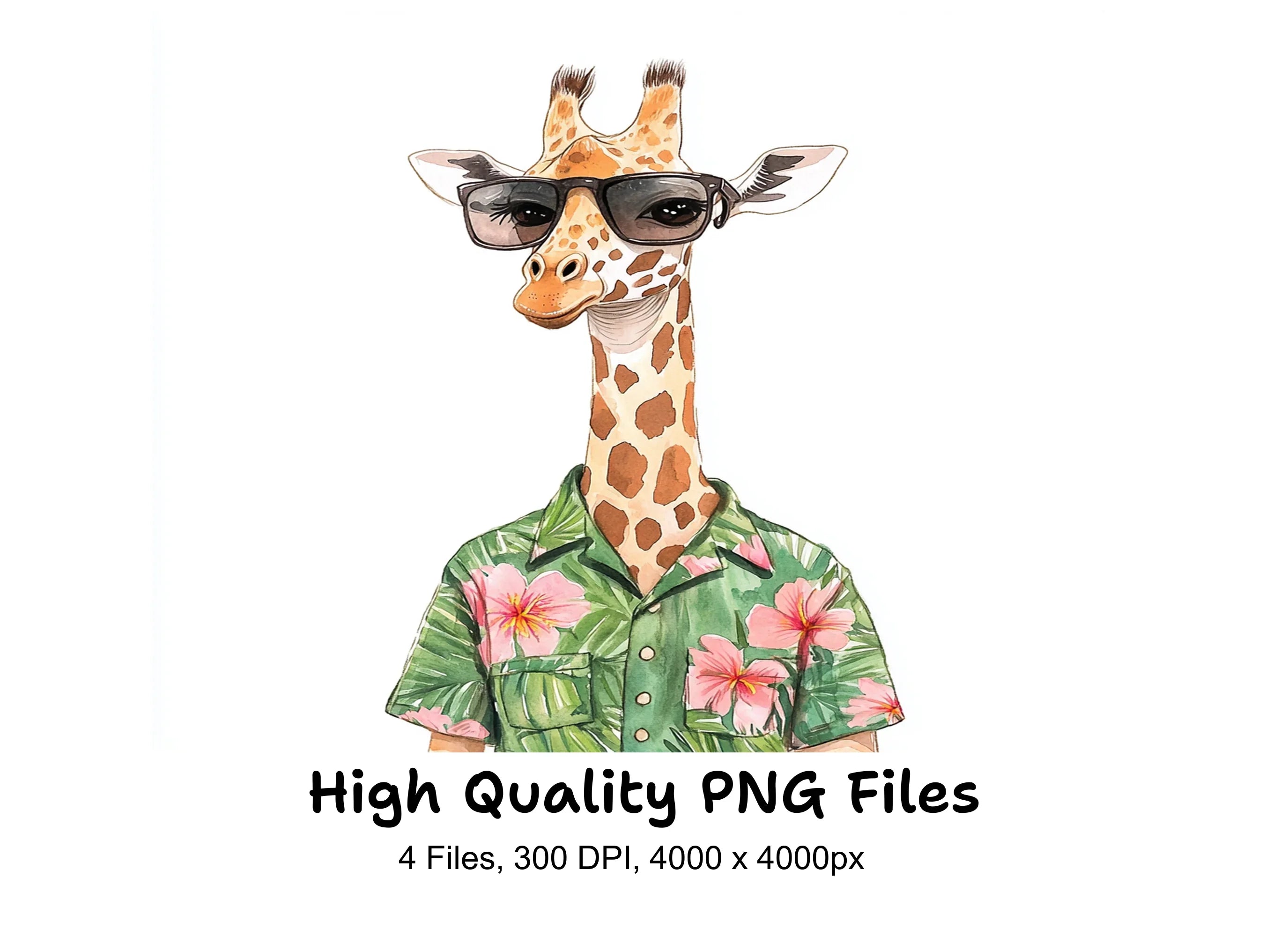Cool Giraffes with Sunglasses Clipart Bundle