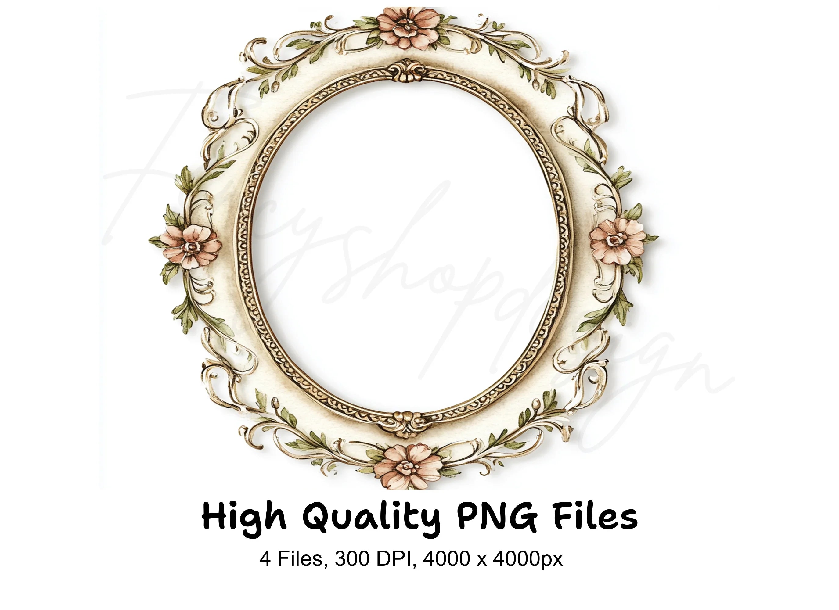 Floral Oval Frames Clipart Bundle
