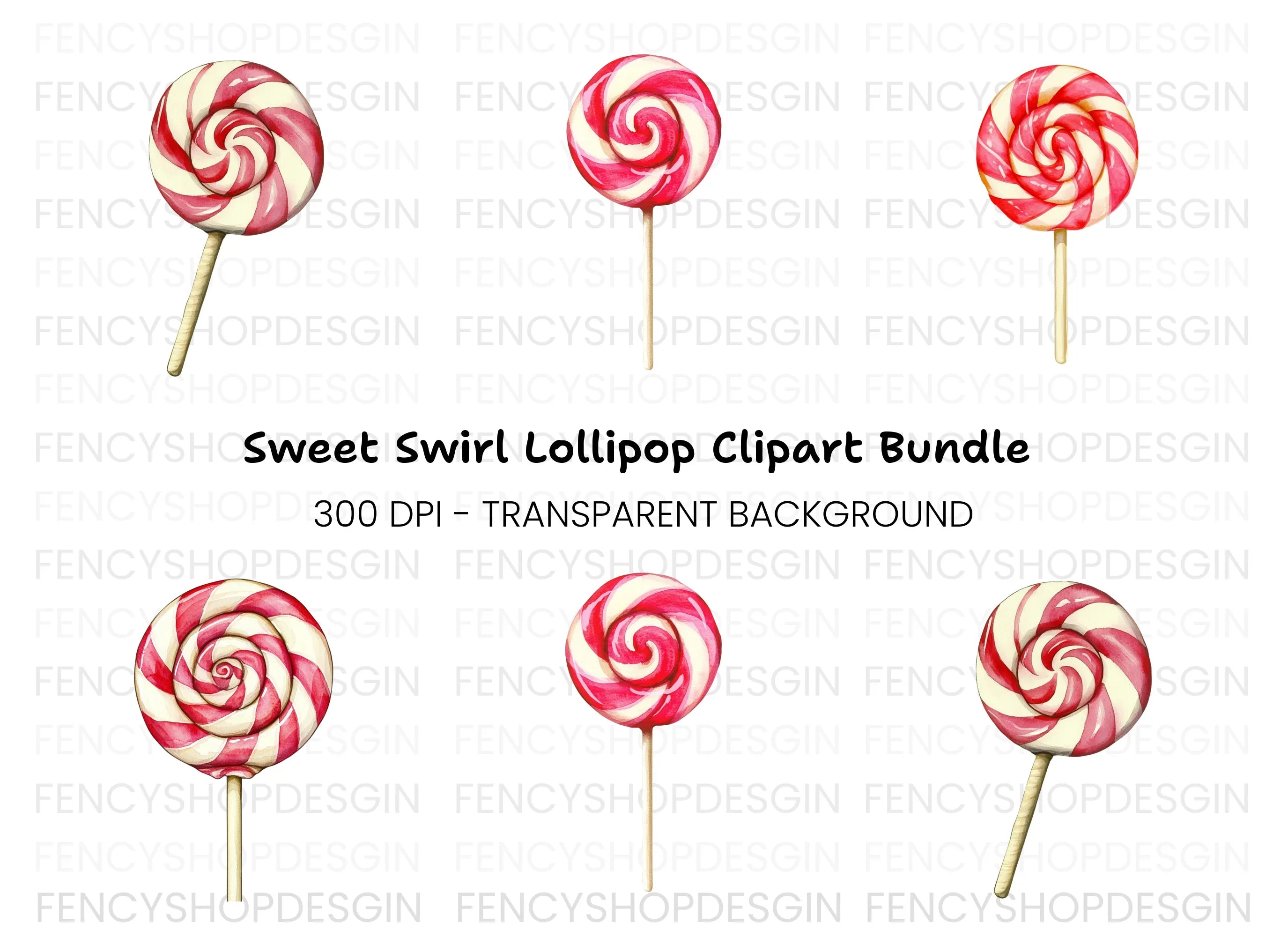 Sweet Swirl Lollipop Clipart Bundle