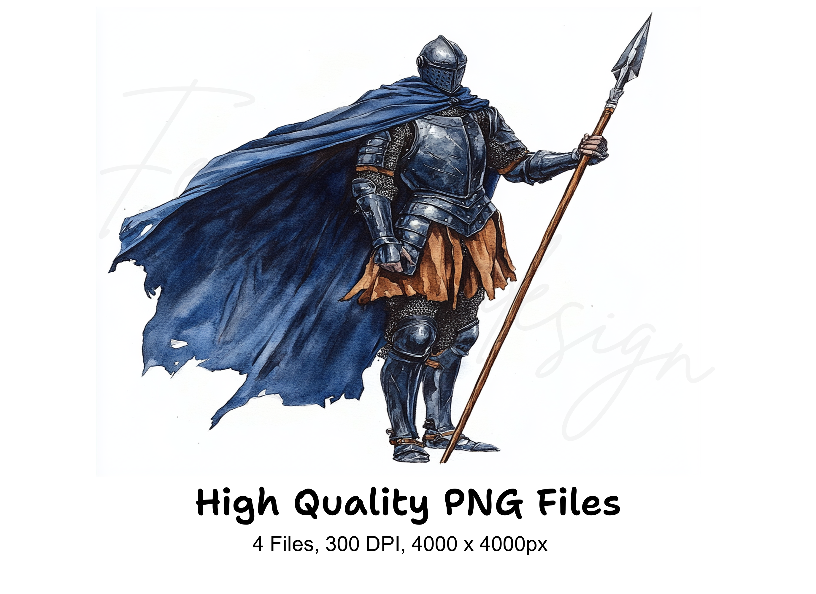 Standing Knight with Spear Clipart Bundle