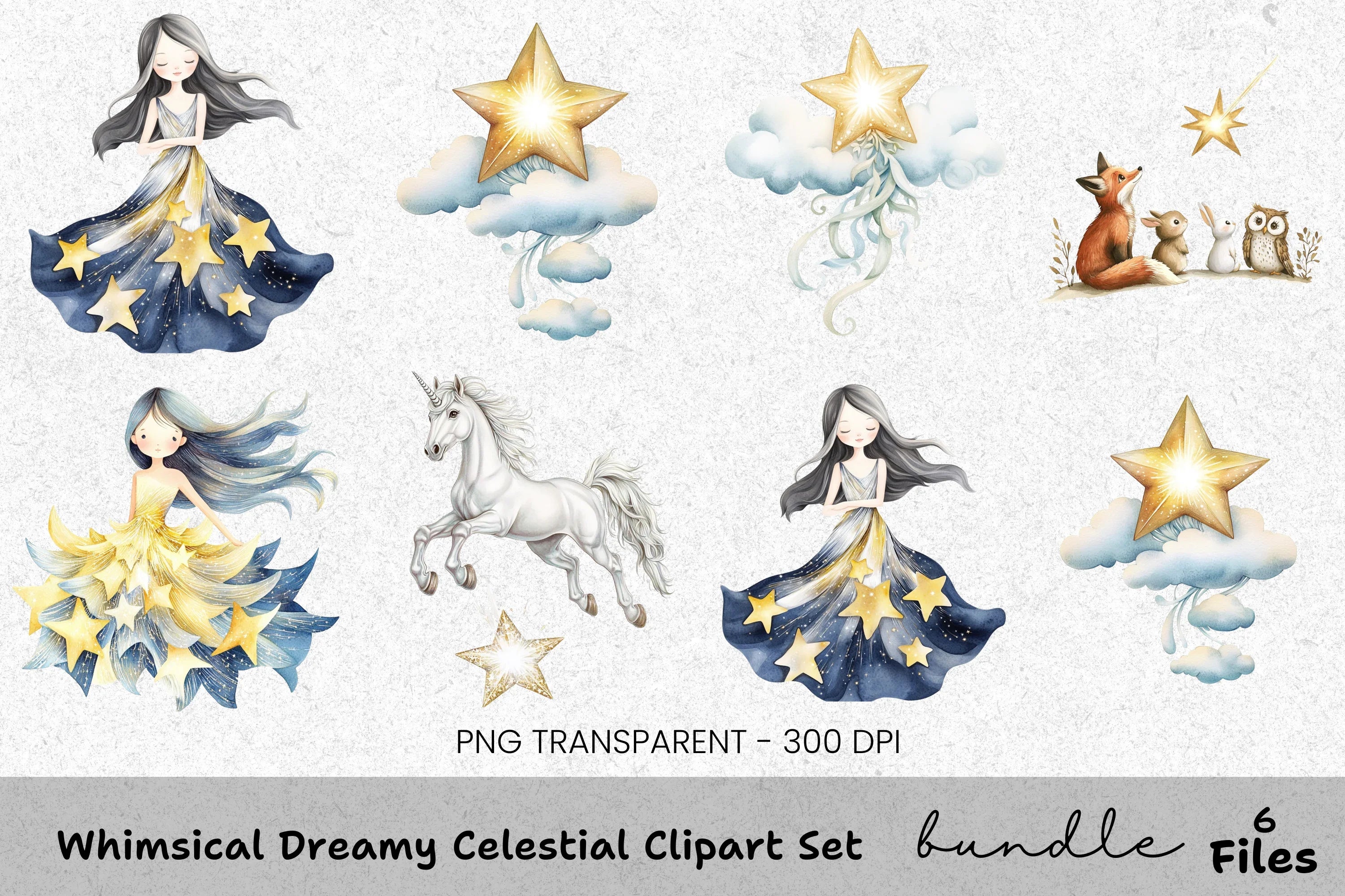 Whimsical Dreamy Celestial Clipart Bundle
