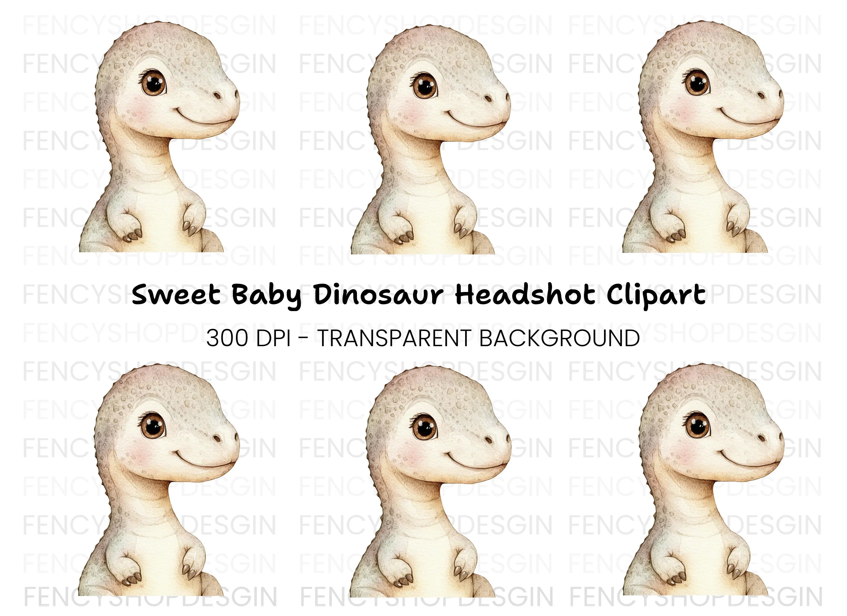 Cute Baby Rex Dinosaur Clipart Bundle