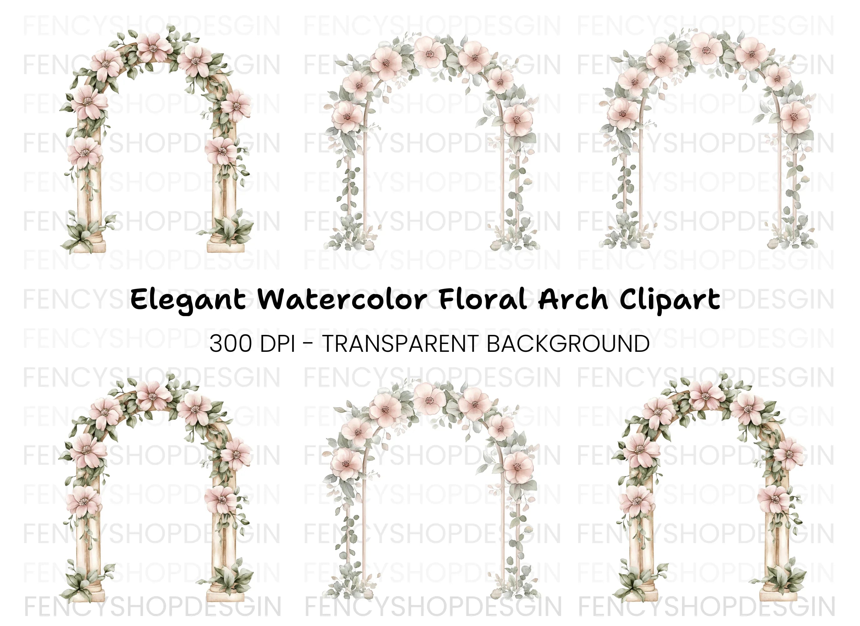 Elegant Floral Archway Clipart Bundle