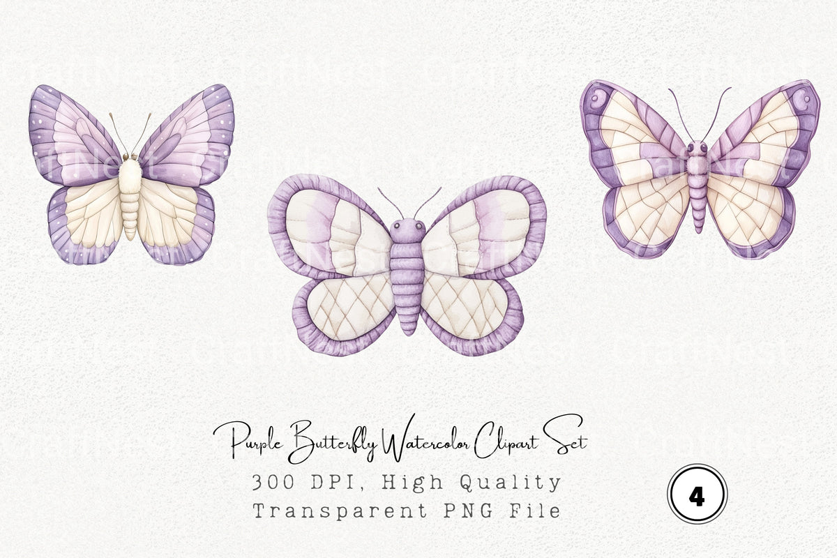 Purple Butterfly Clipart Bundle
