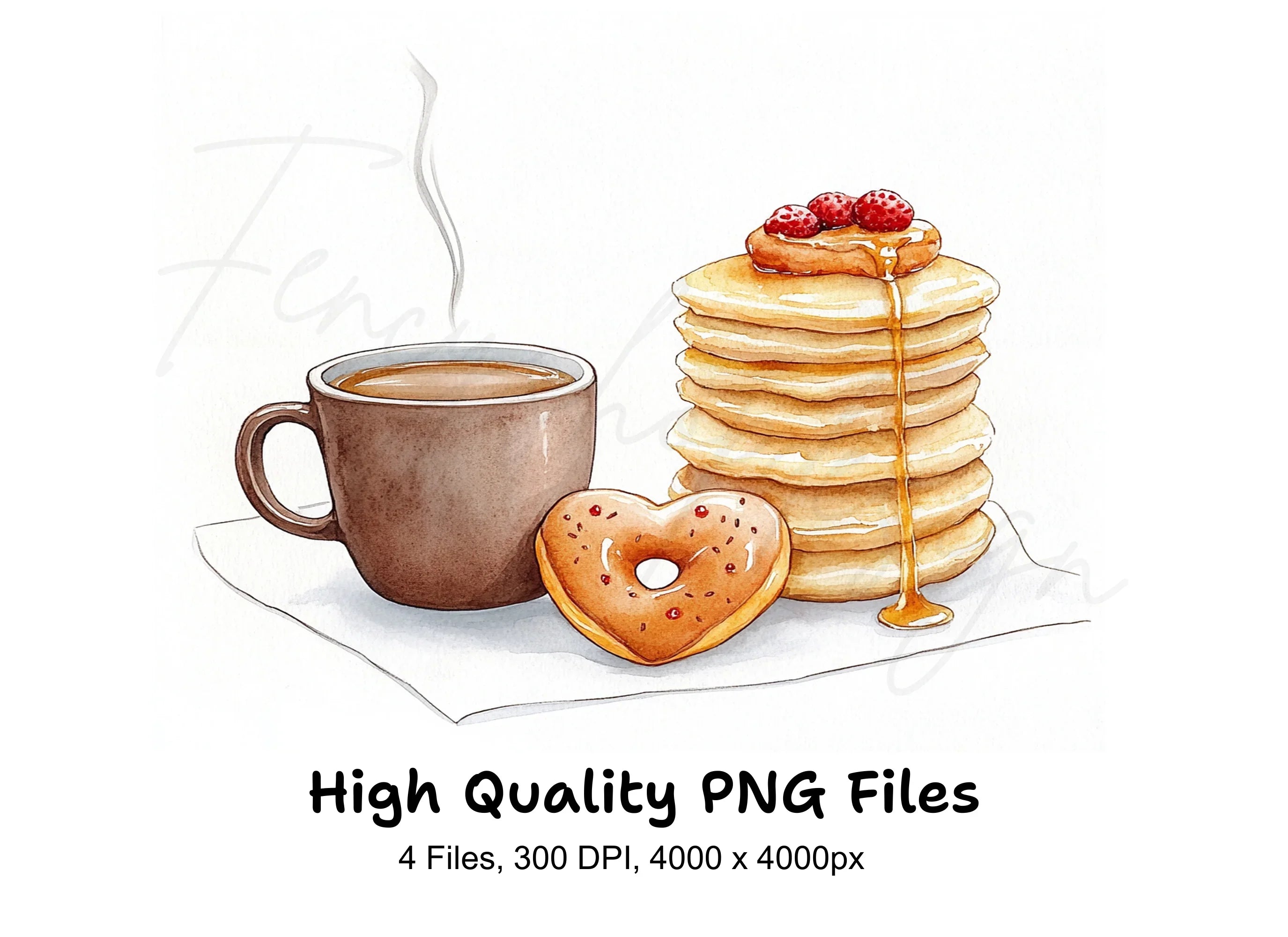 Pancake Stack Coffee Donut Clipart Bundle