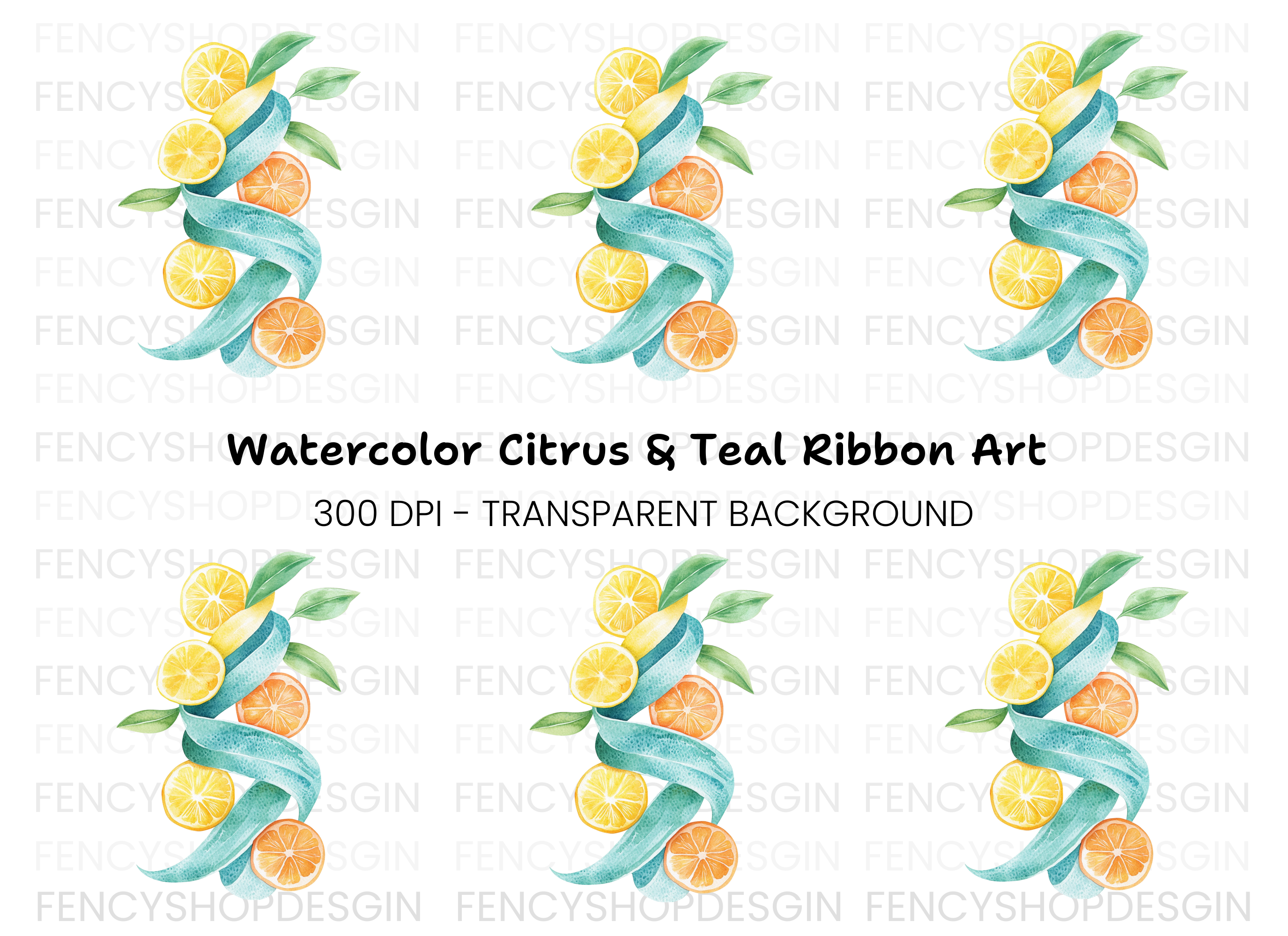 Citrus Swirl Clipart Bundle