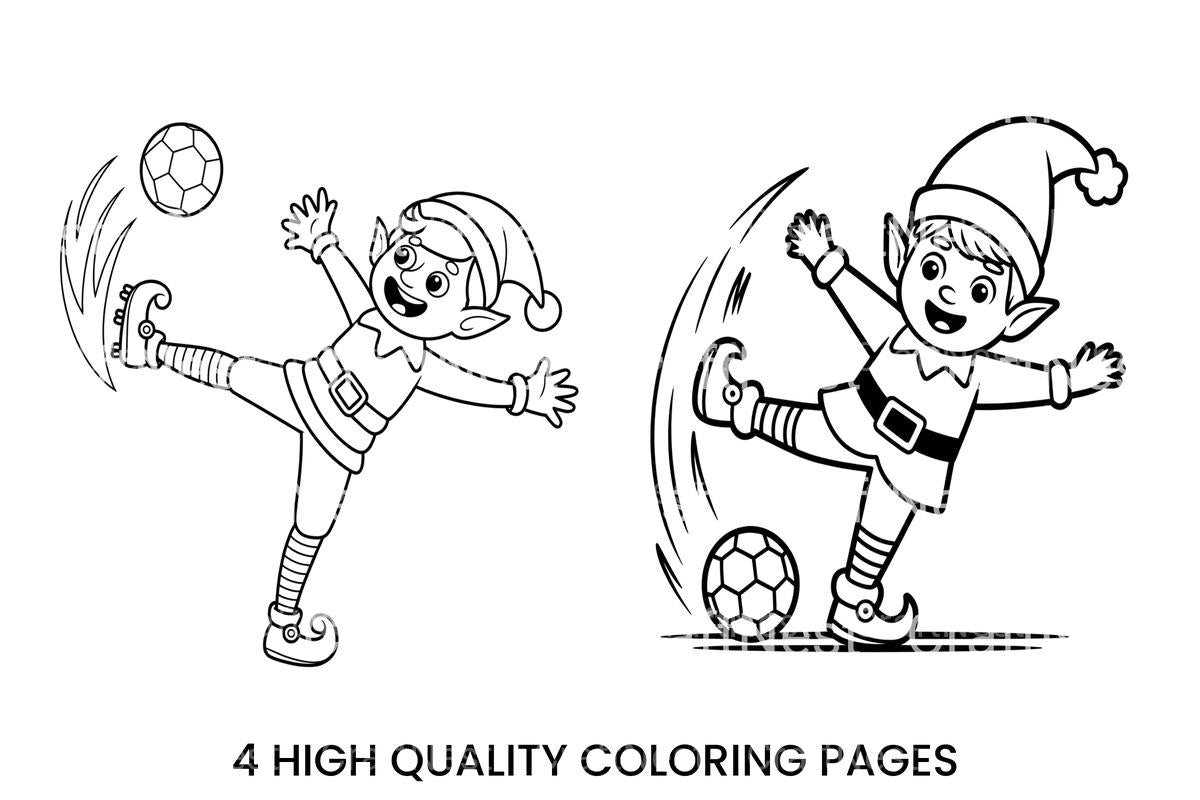 Dynamic Elf Soccer Action Coloring Books