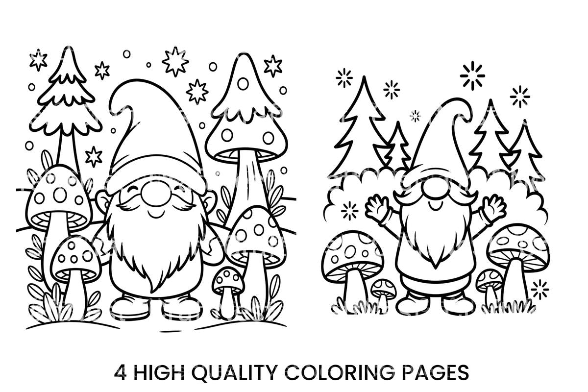 Cute Gnome Mushroom Forest Coloring Books