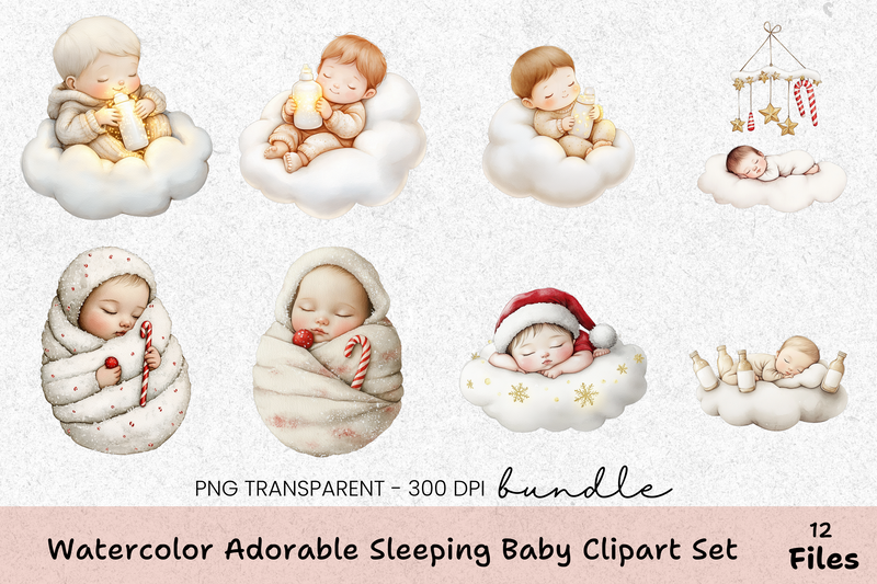 Adorable Sleeping Baby Clipart Bundle - CraftNest - Digital Crafting and Art