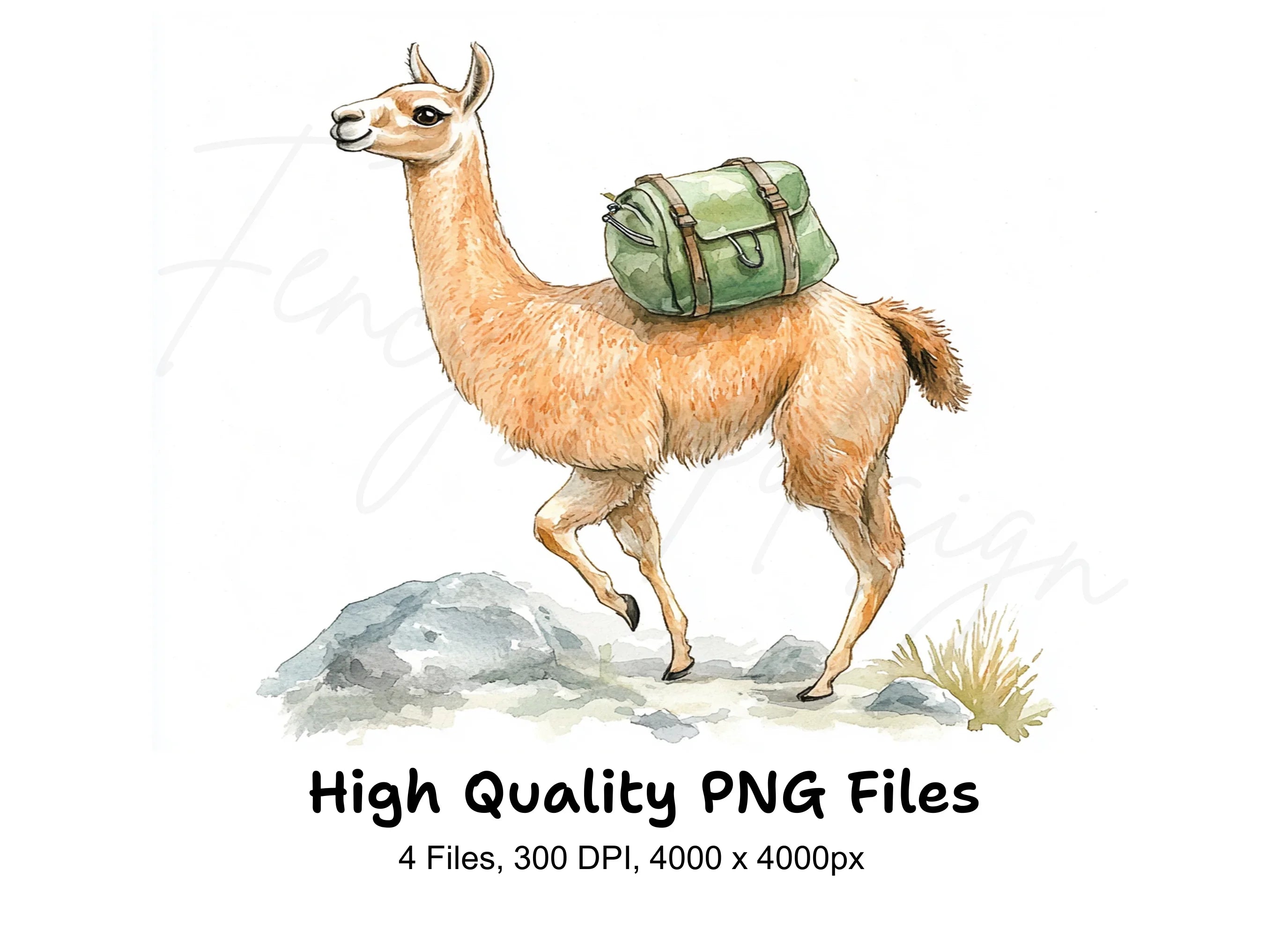 Llama Hiking Adventure Clipart Bundle