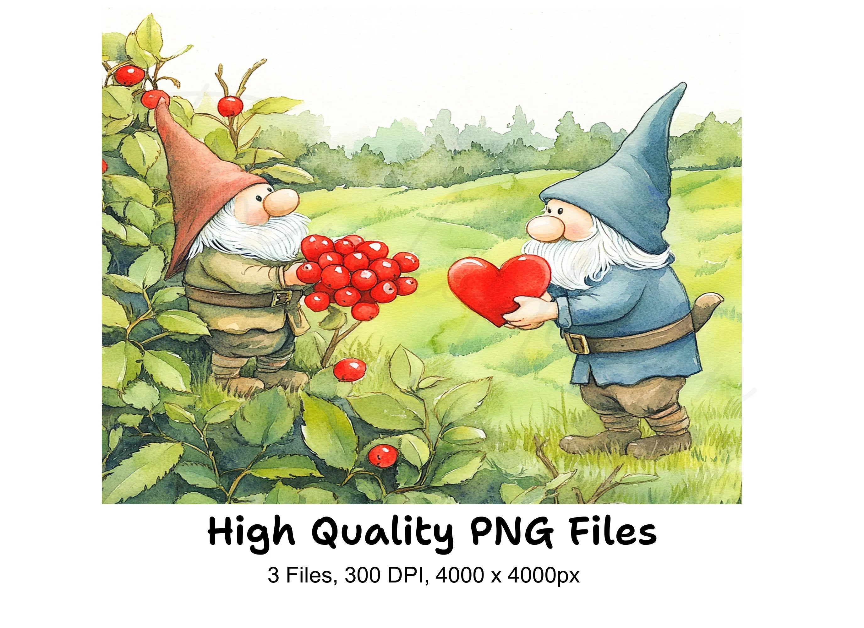 Gnomes with Red Berries Clipart Bundle