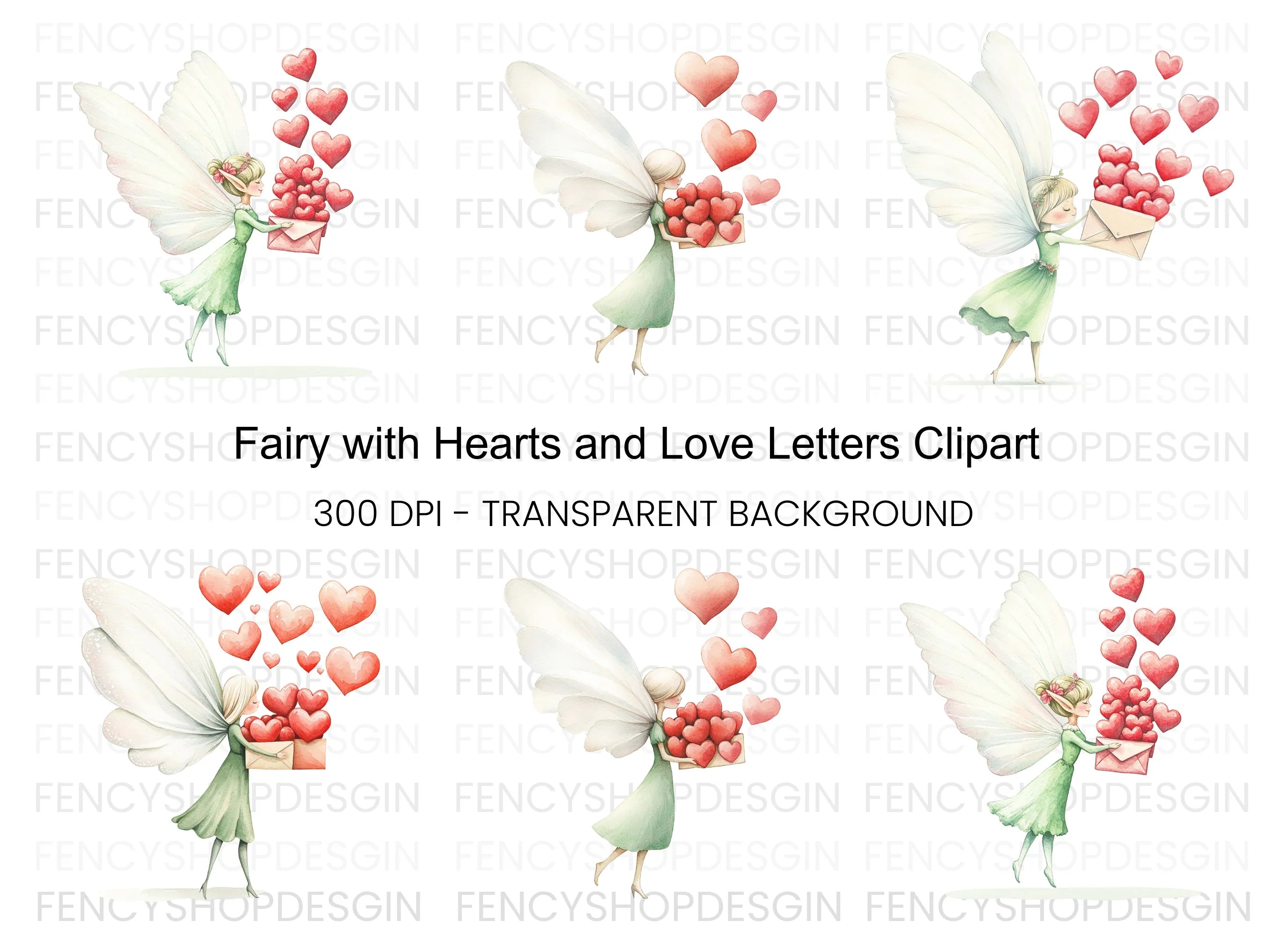 Fairy With Hearts Clipart Bundle