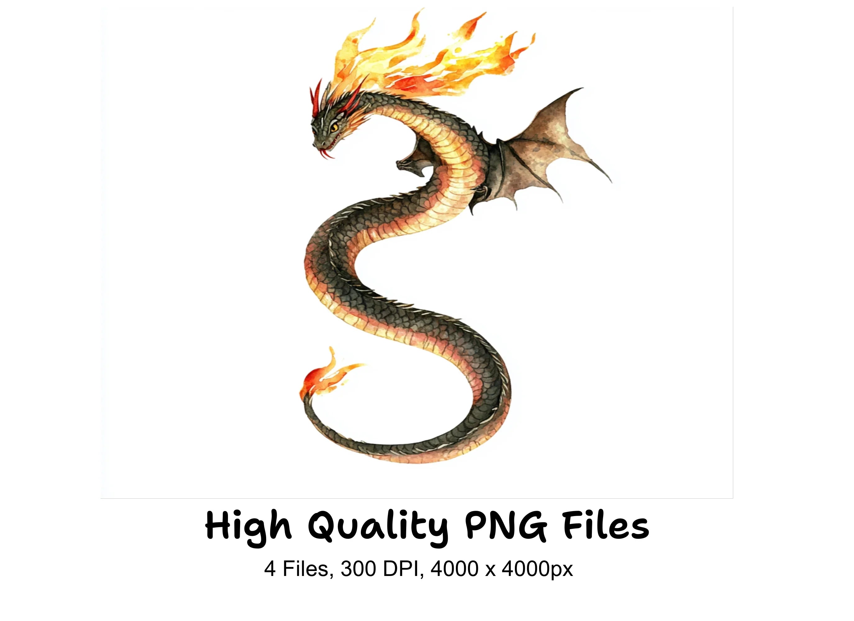 Fiery Dragon Clipart Bundle