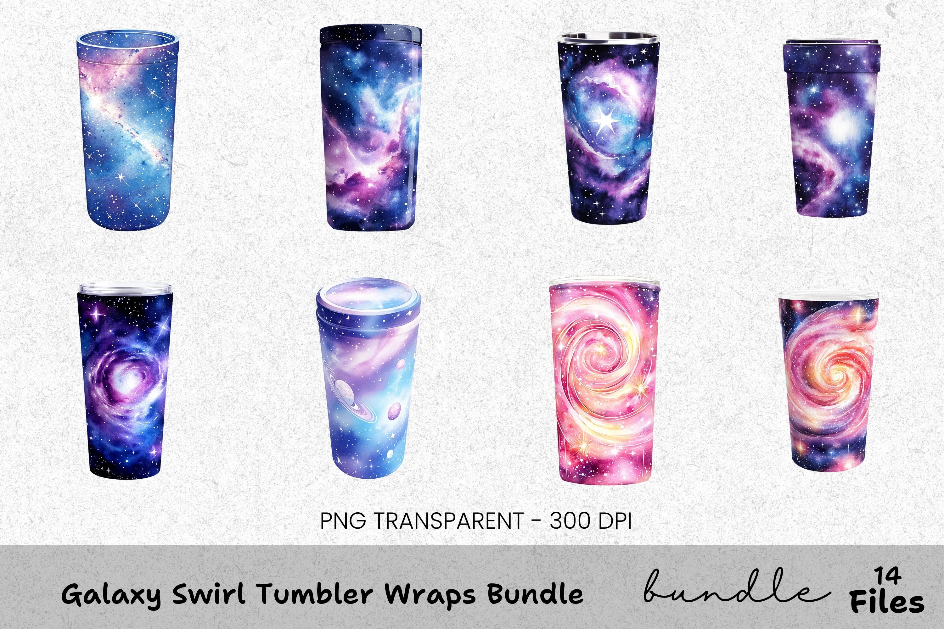 Galaxy Swirl Tumbler Clipart Bundle