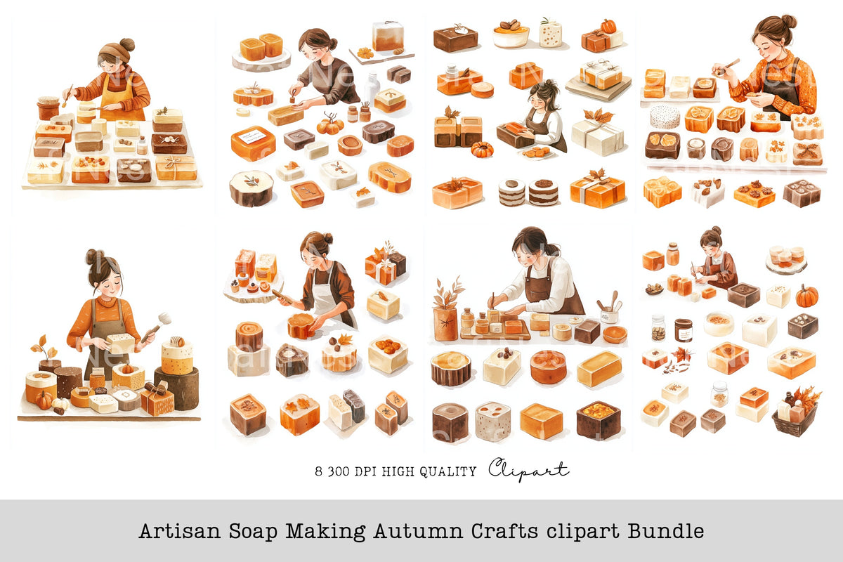 Artisan Soap Making Autumn Crafts Clipart Bundle