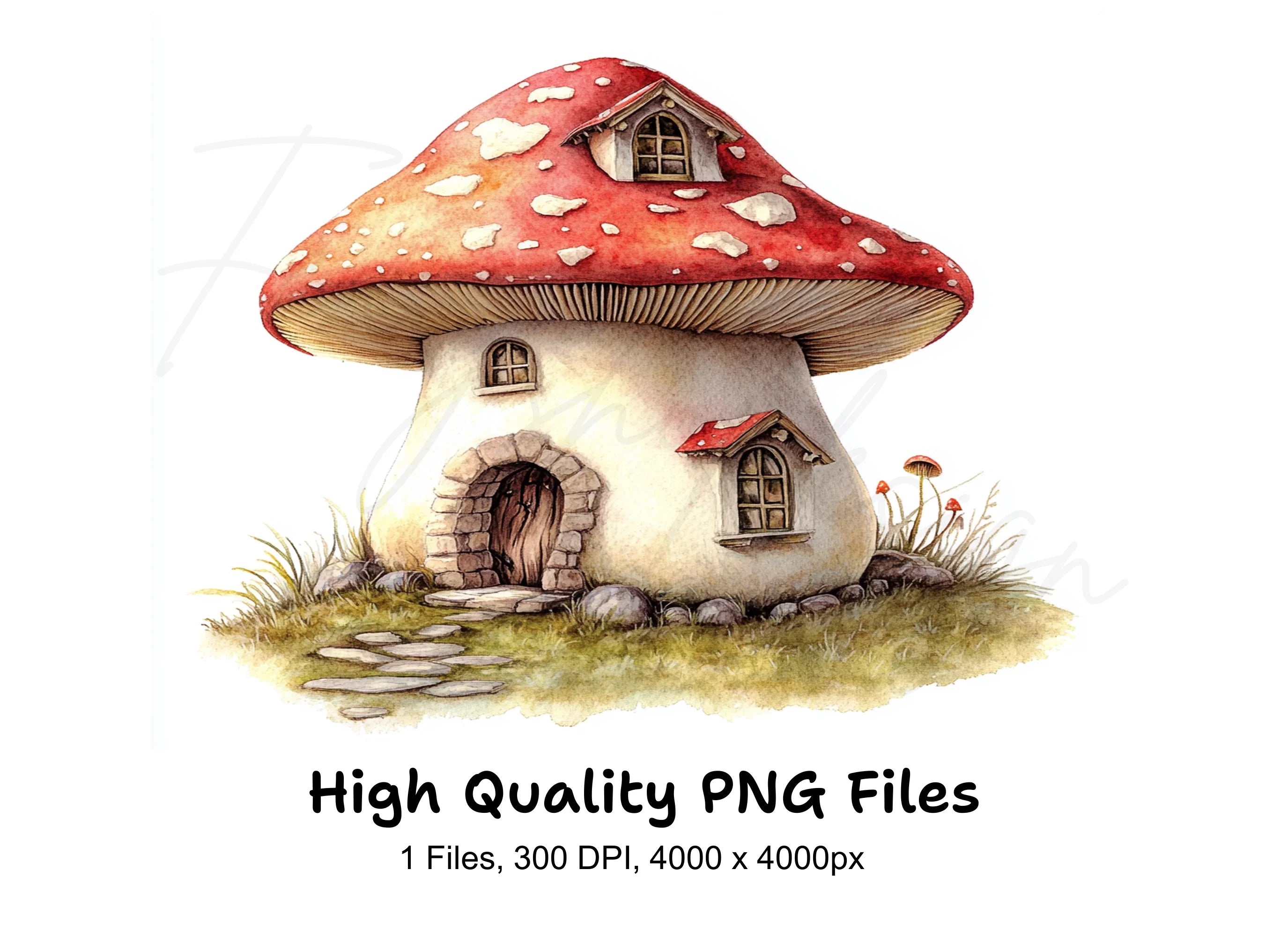 Charming Red Mushroom House Clipart Bundle