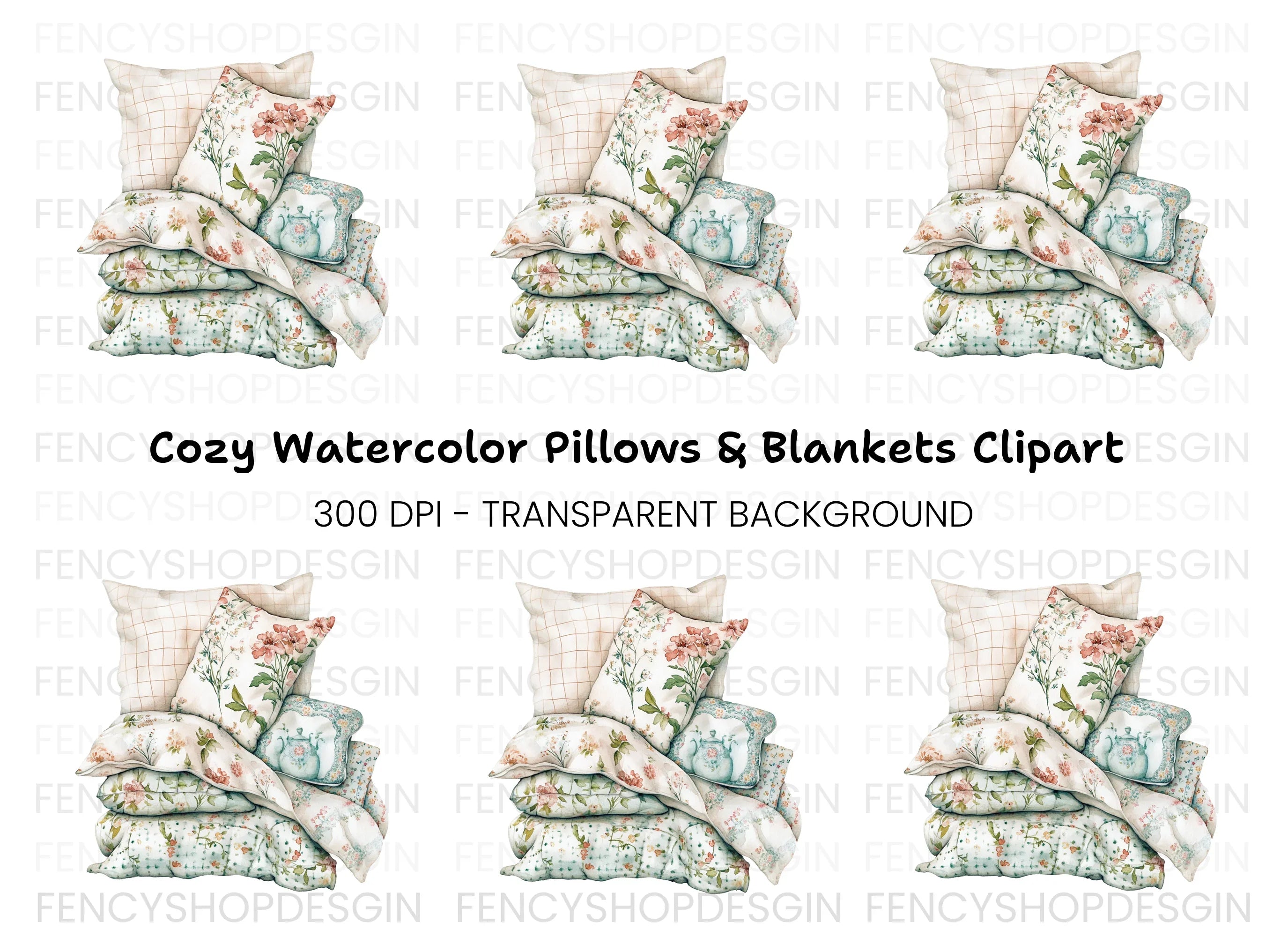 Floral Pillows Clipart Bundle