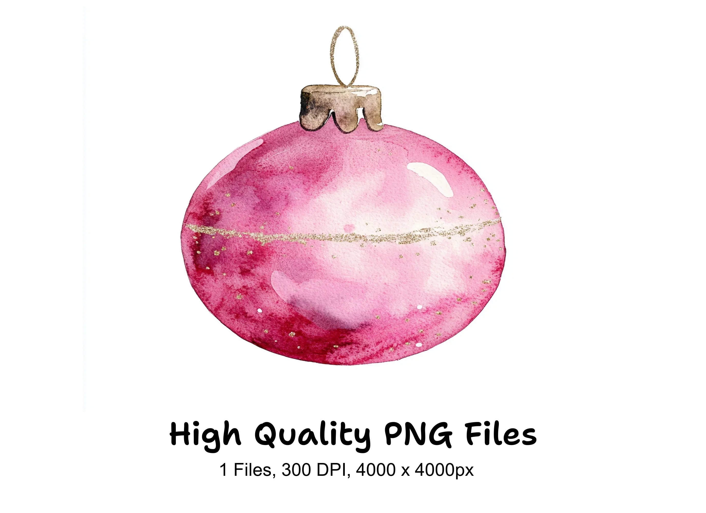 Pink Christmas Ornament Clipart Bundle