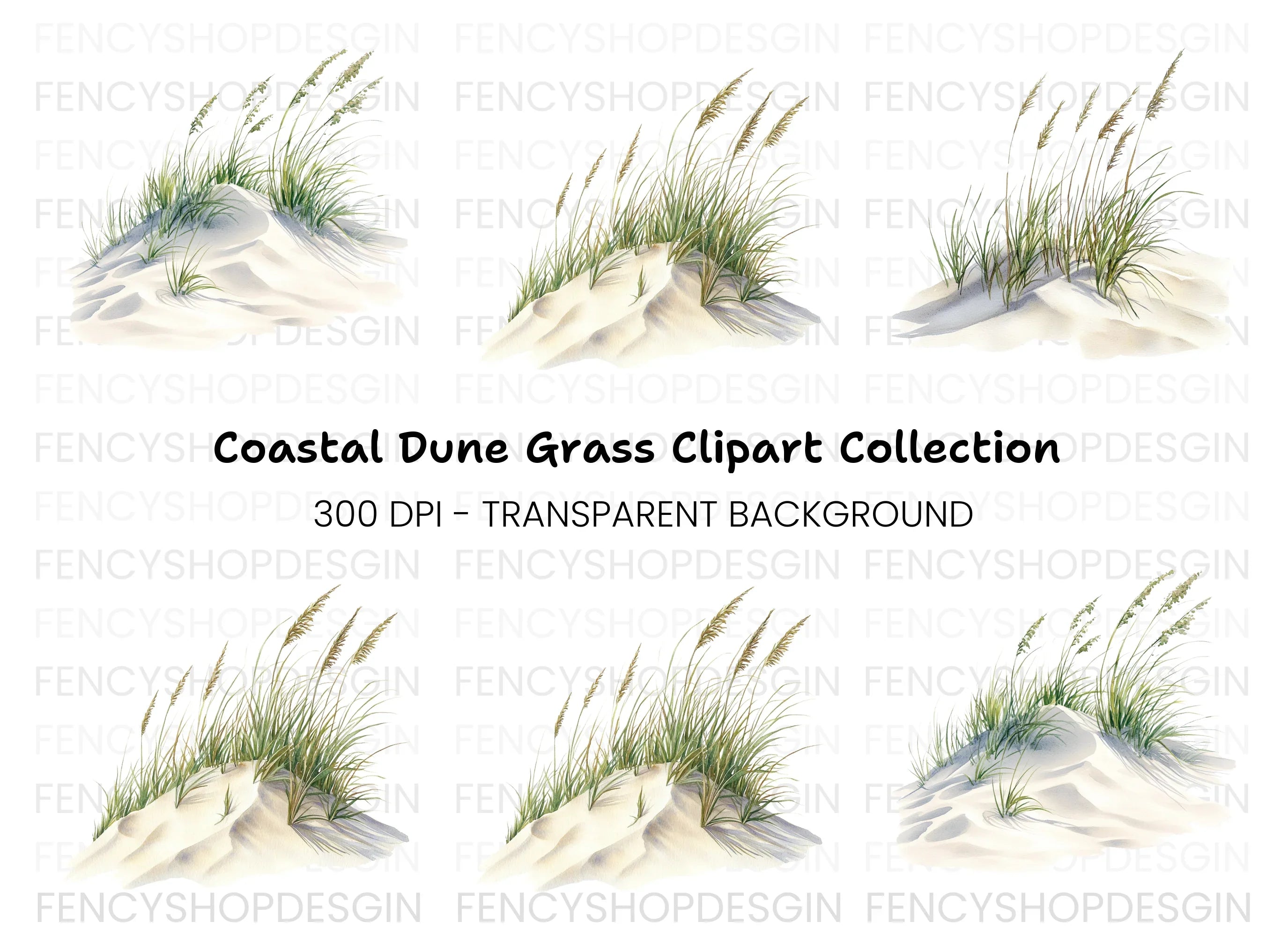 Beach Dune Grass Sand Clipart Bundle