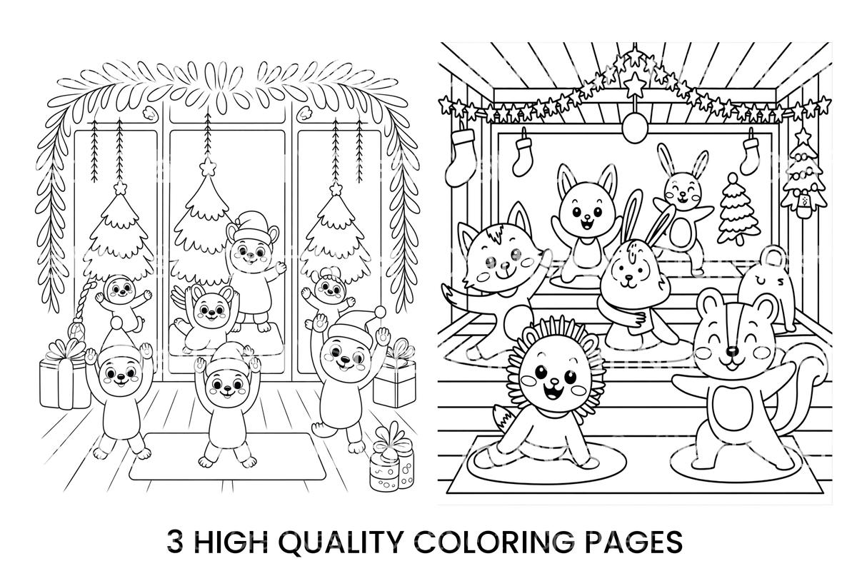 Christmas Animals Yoga Coloring Books