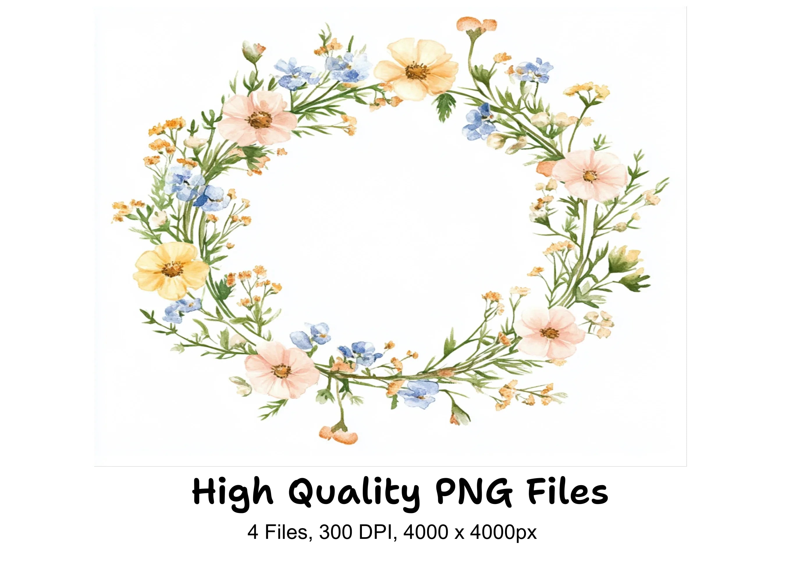 Pastel Floral Wreaths Clipart Bundle