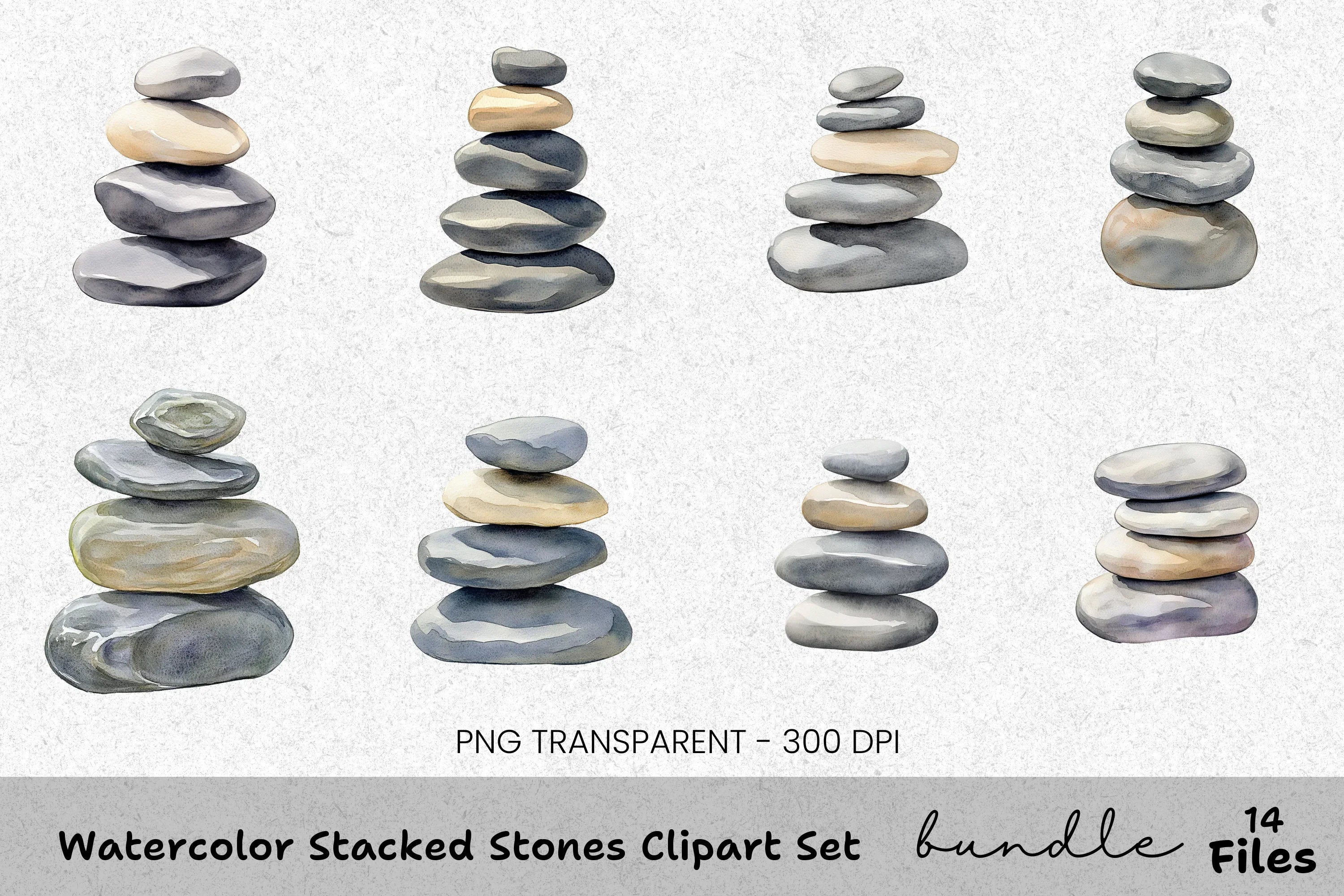 Stacked Stones Clipart Bundle
