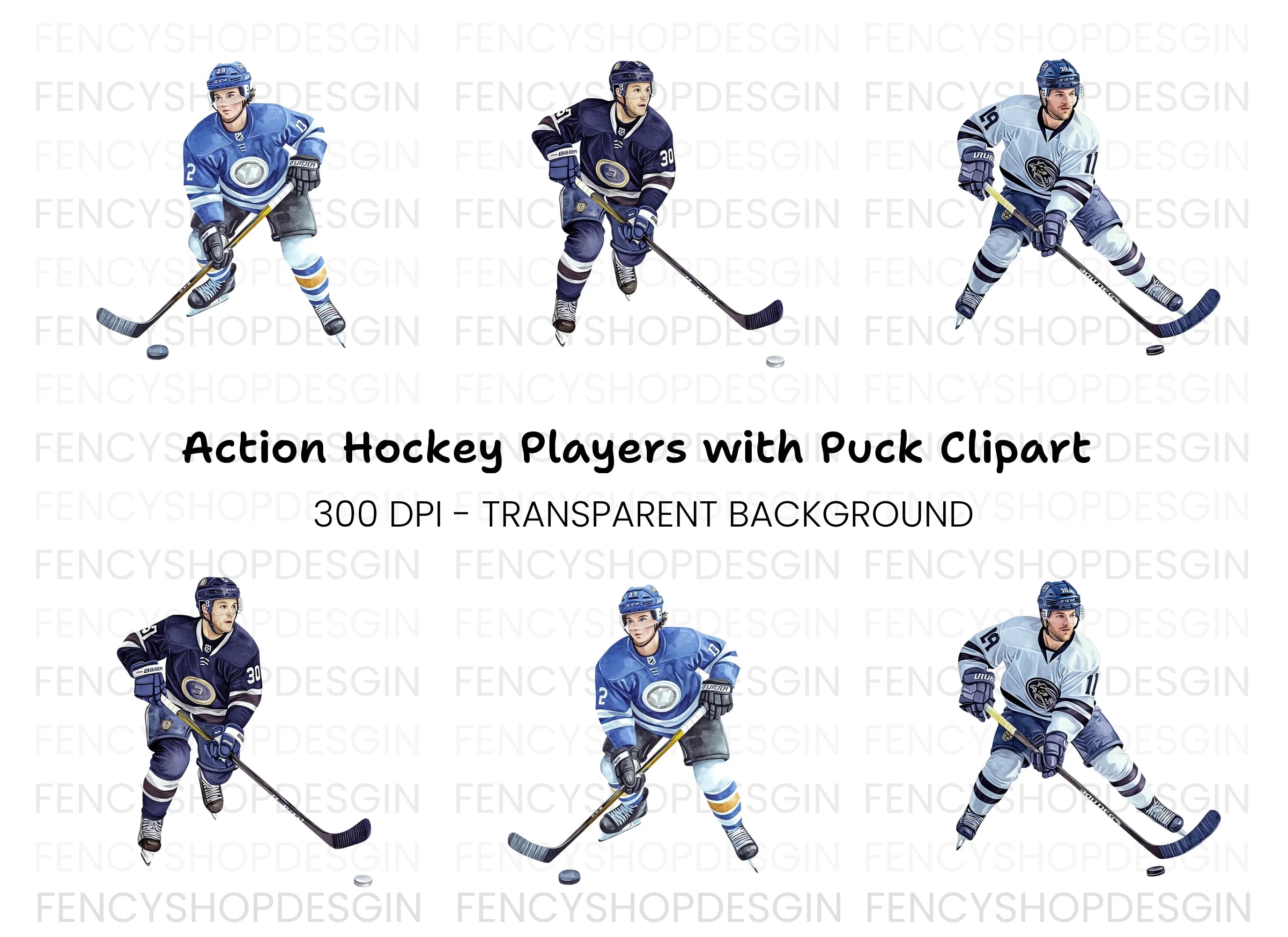Ice Hockey Action Figures Clipart Bundle