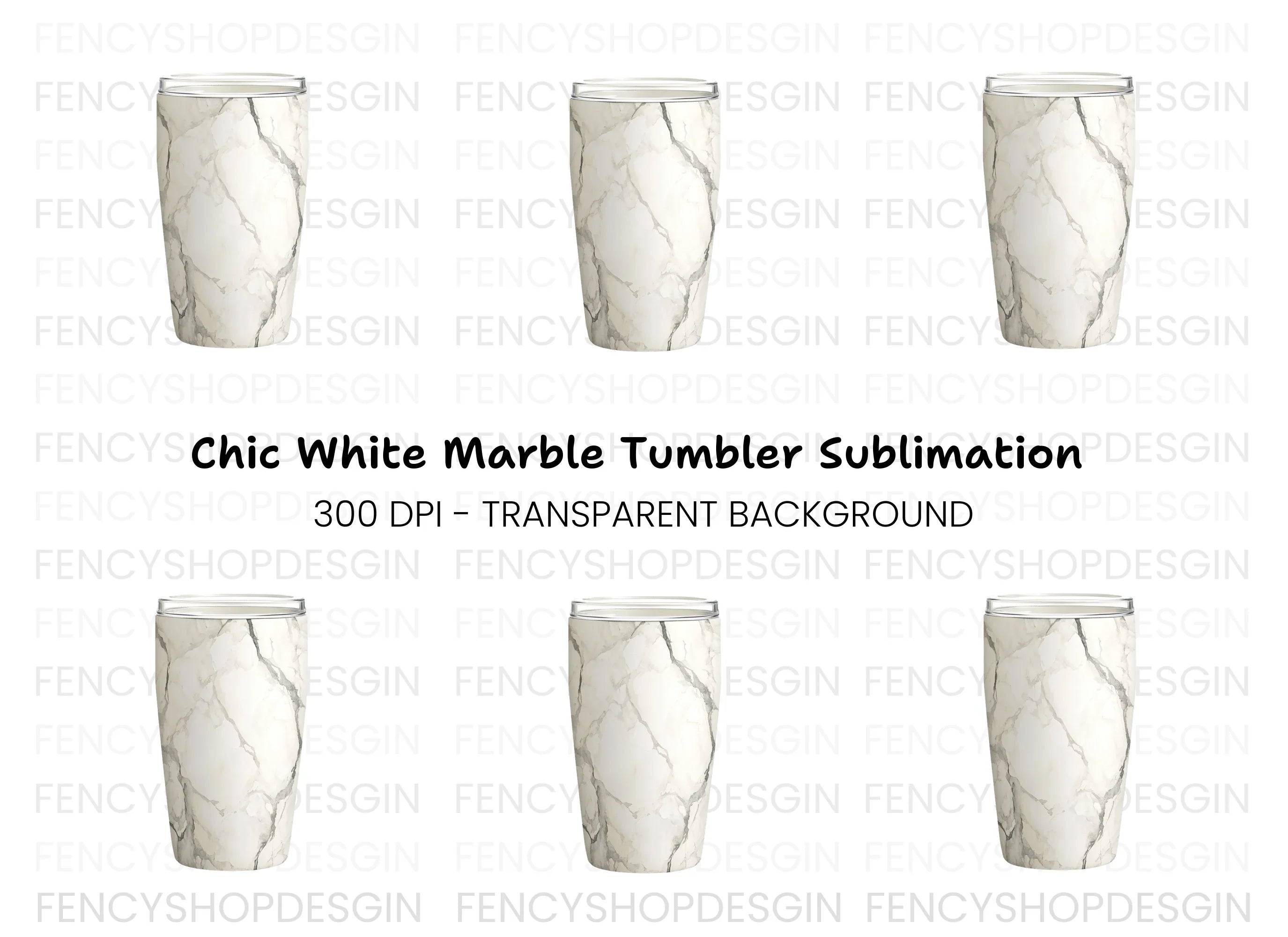 Chic White Marble Tumbler Clipart Bundle