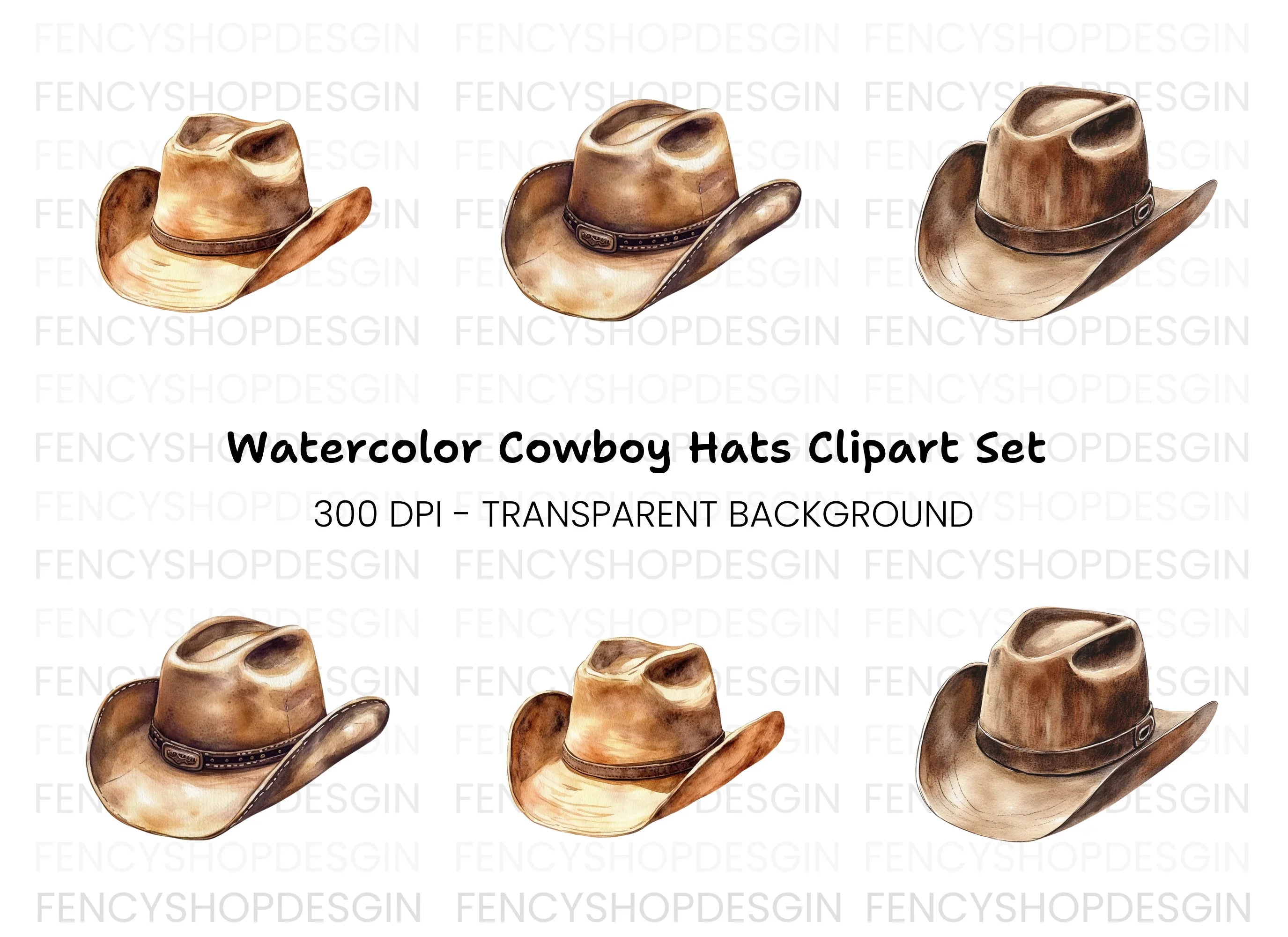 Rustic Cowboy Hats Clipart Bundle