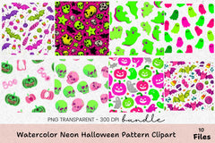Neon Halloween Pattern Clipart Bundle - CraftNest - Digital Crafting and Art