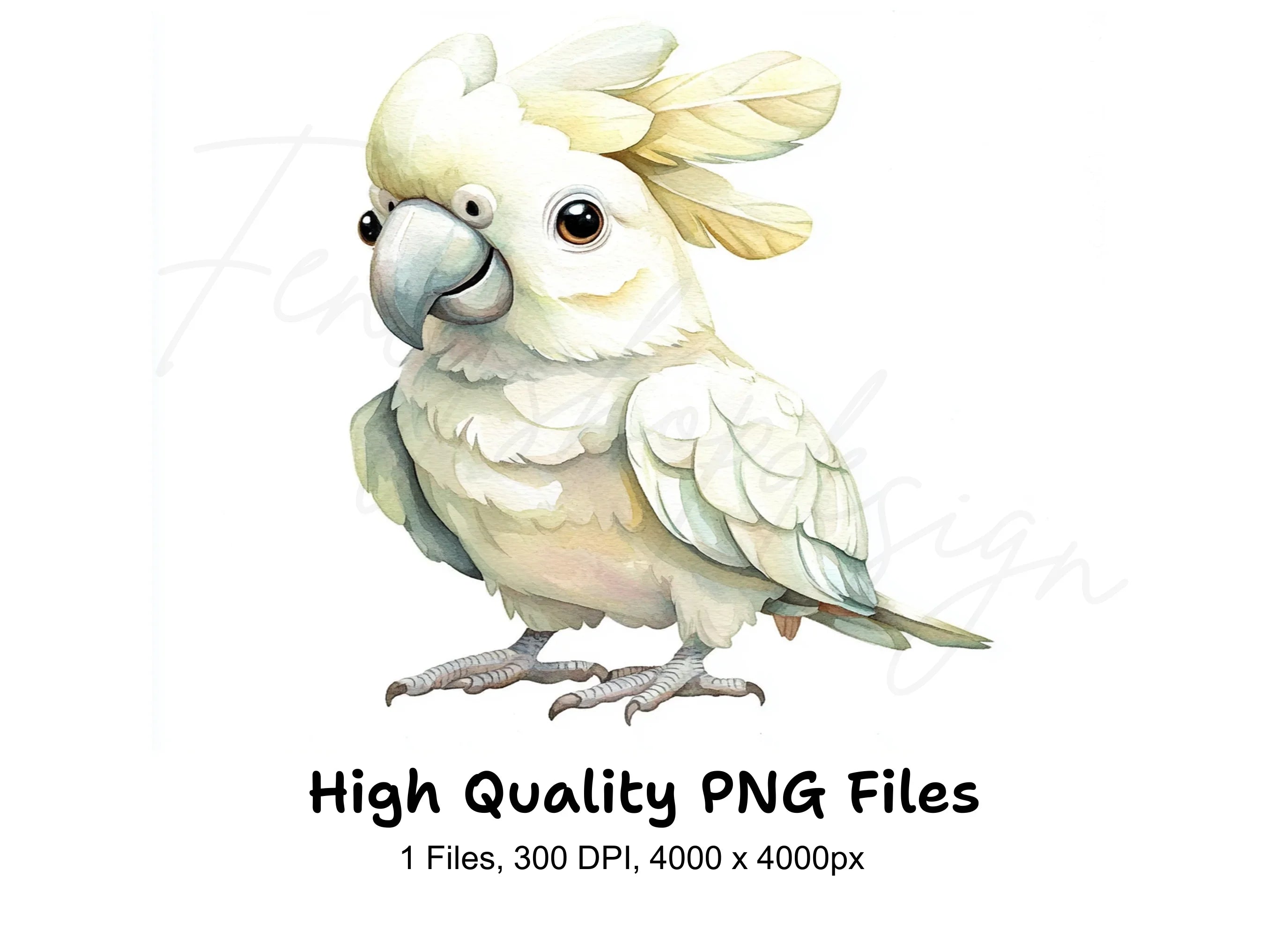 Cute White Cockatoo Clipart Bundle