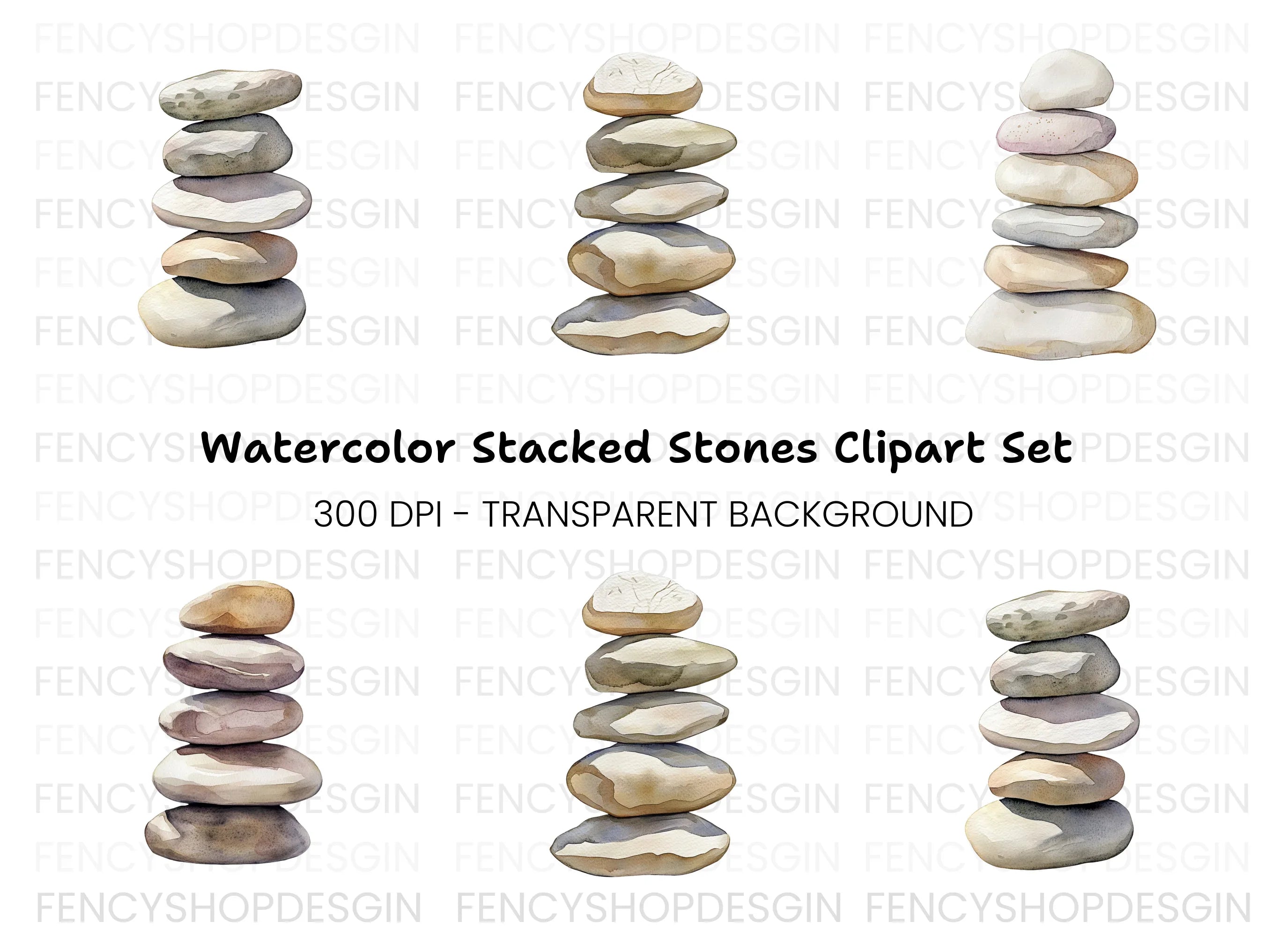Zen Stone Stacks Clipart Bundle
