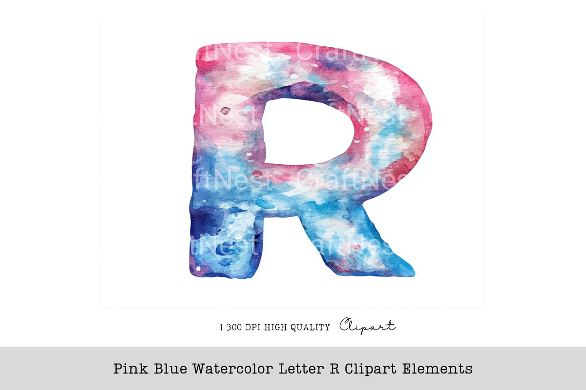 Pink Blue Letter Elements Clipart Bundle