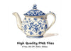 Blue and White Porcelain Teapot Clipart Bundle
