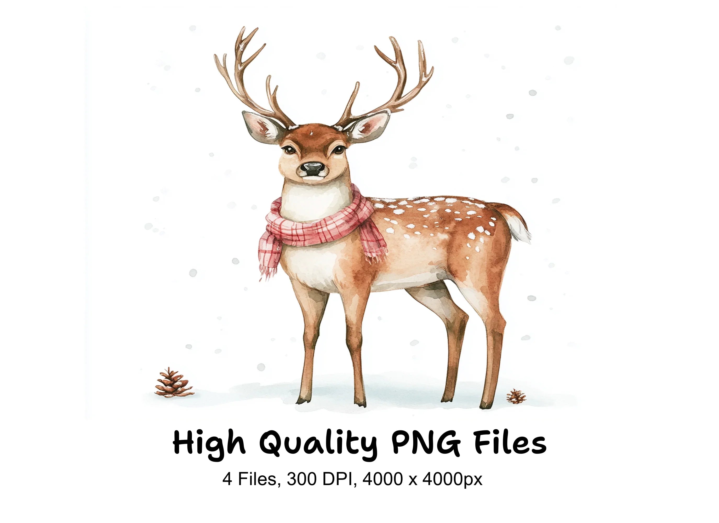 Cute Christmas Deer Clipart Bundle