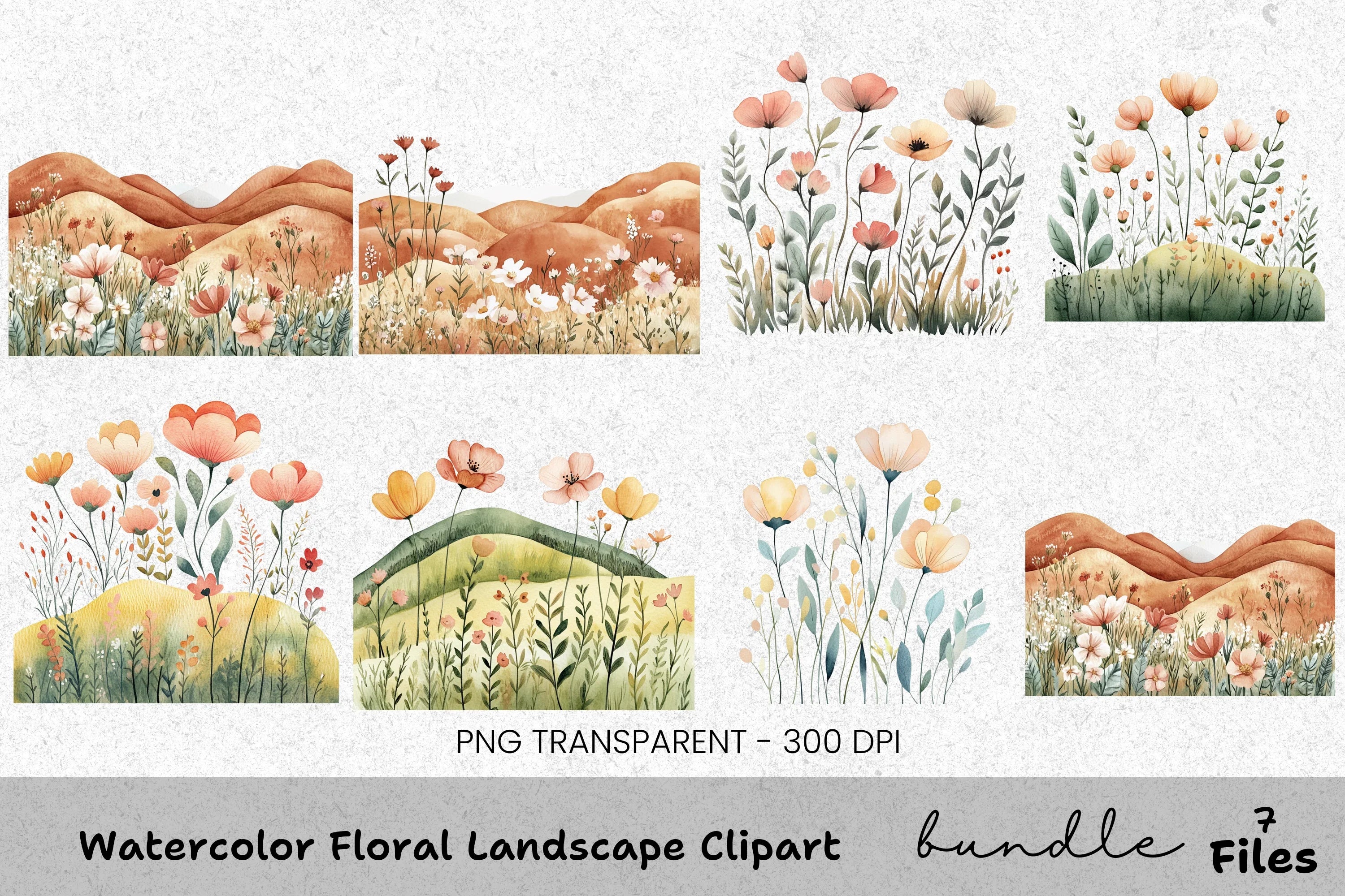 Floral Landscape Clipart Bundle