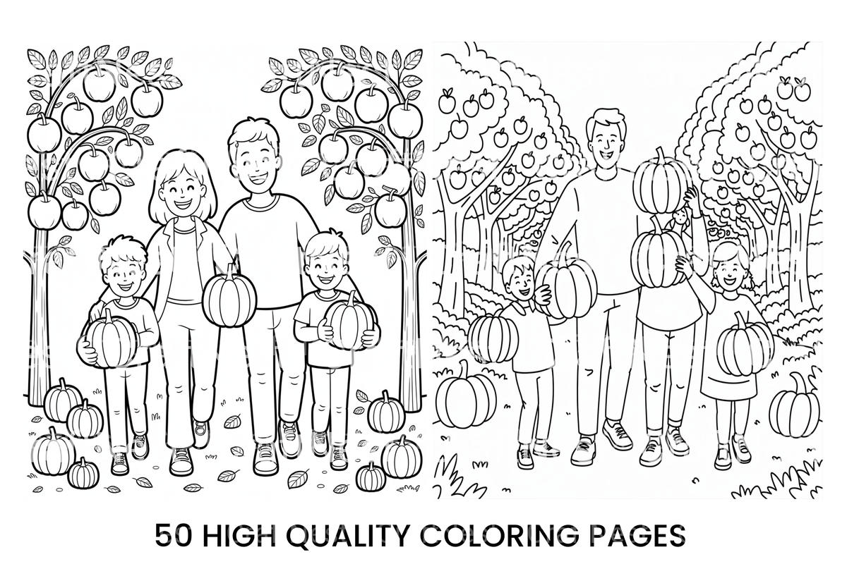 Kids Baking Pumpkin Pies Coloring Books