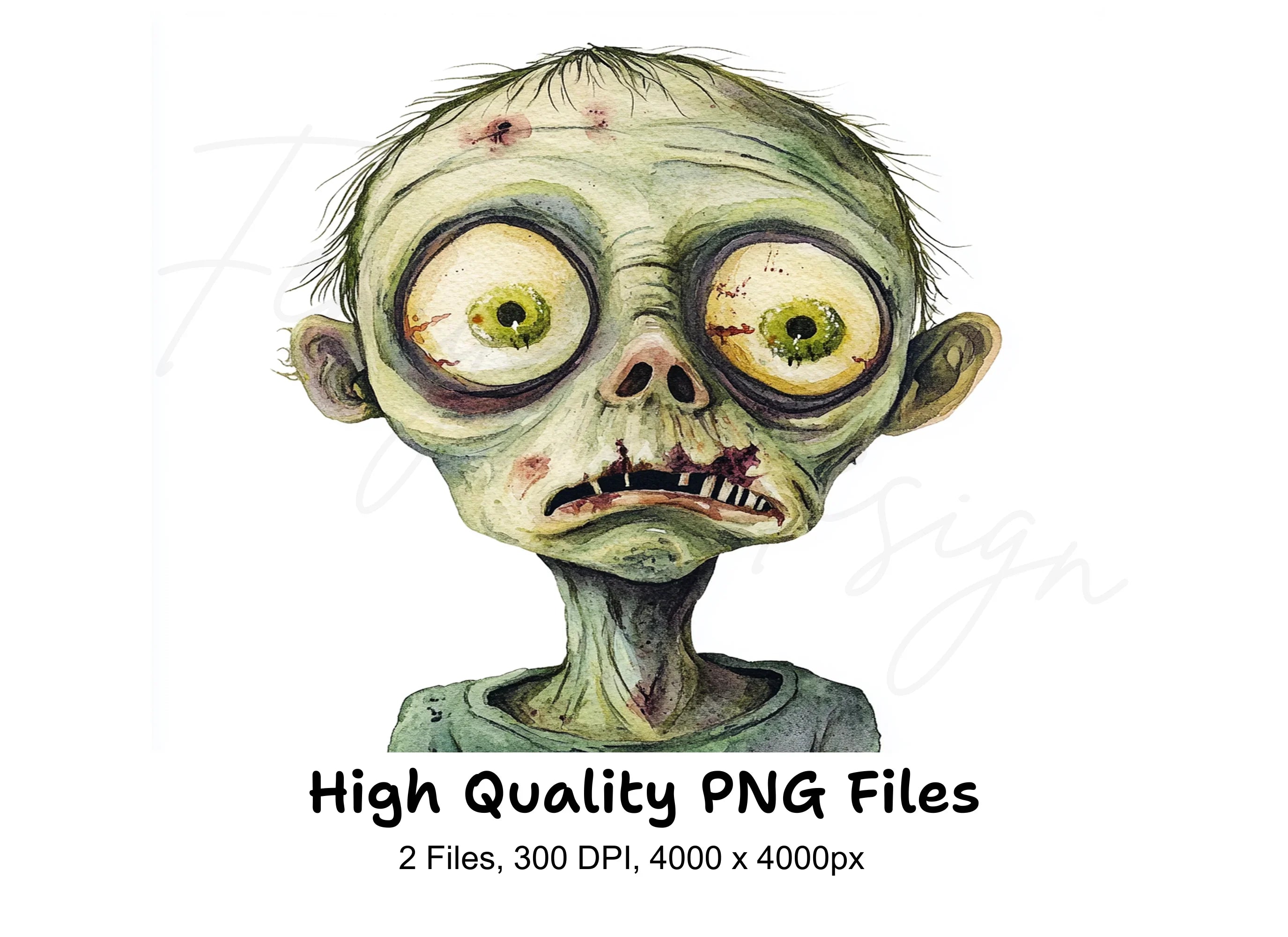 Funny Zombie Faces Clipart Bundle