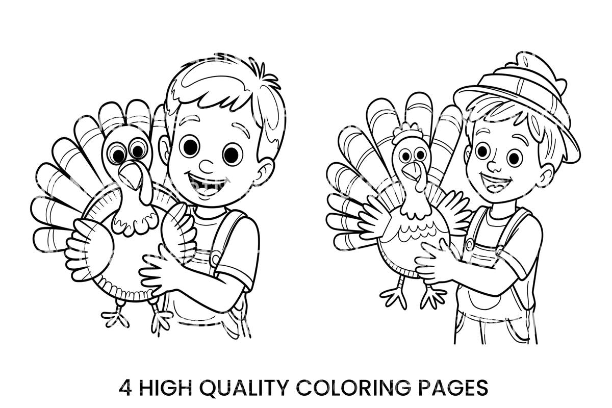 Thanksgiving Boy with Turkey Coloring Books