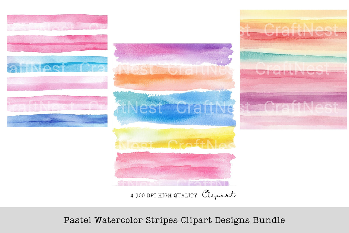 Pastel Stripes Designs Clipart Bundle