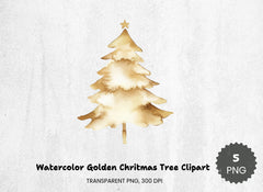 Golden Christmas Tree Clipart Bundle - CraftNest - Digital Crafting and Art